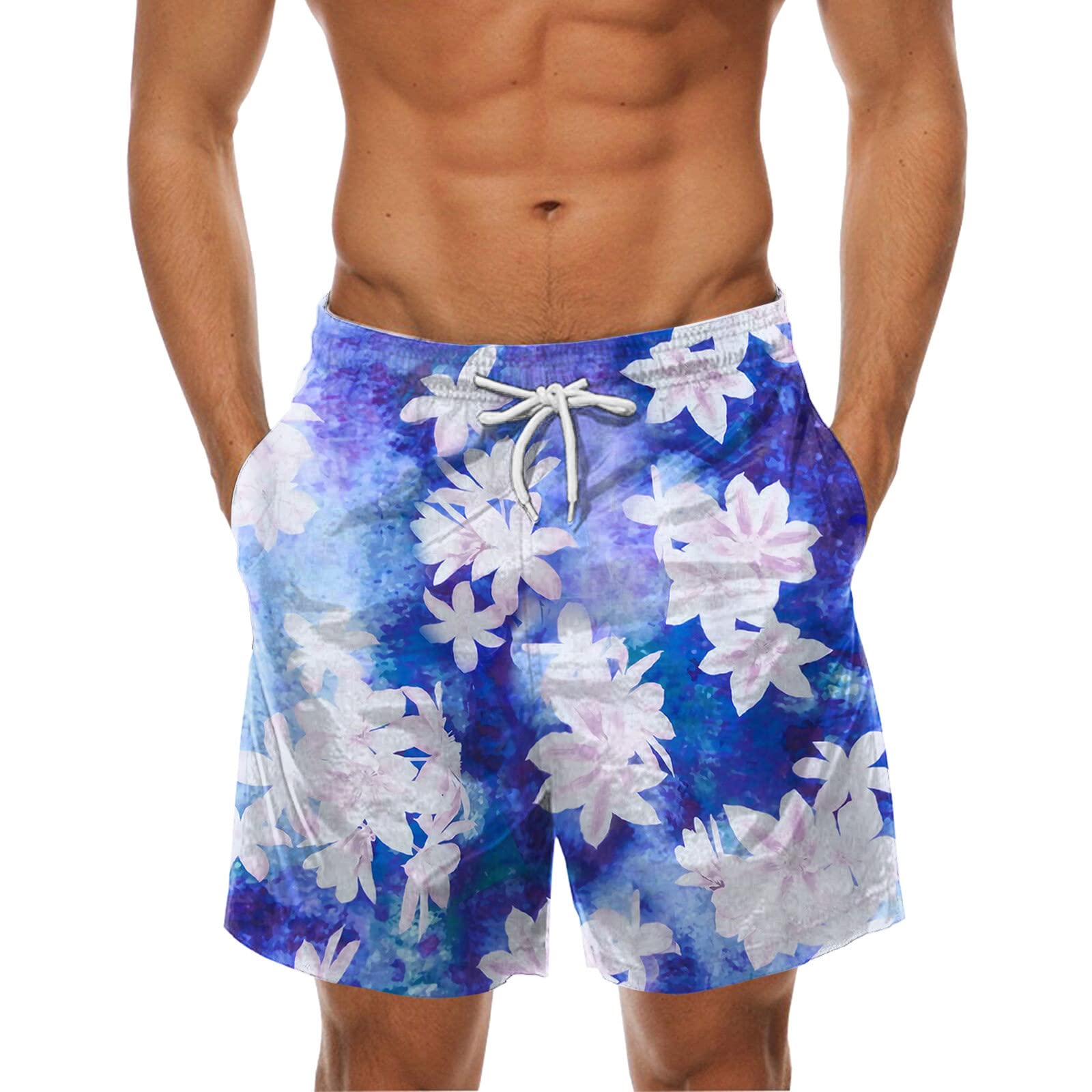 **Men's Quick Dry Swim Shorts - Adjustable Printed Swim Trunks for Spring & Summer | Beach, Pool & Casual Wear**