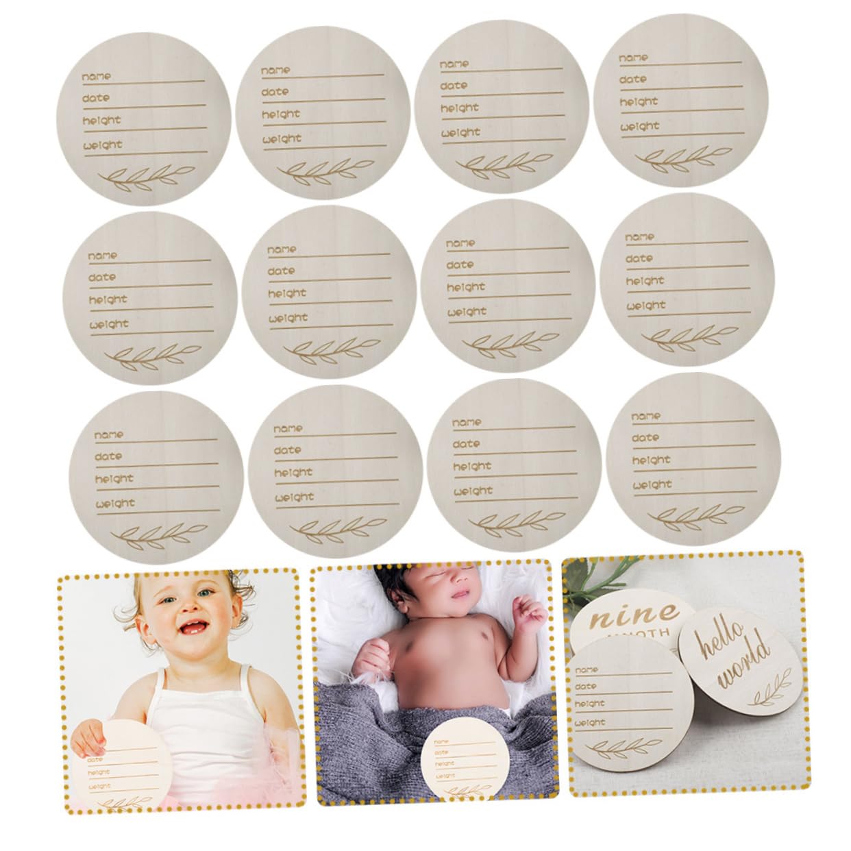 Wooden Baby Name Sign - Round Nursery Decor for Birth Announcement & Gifts