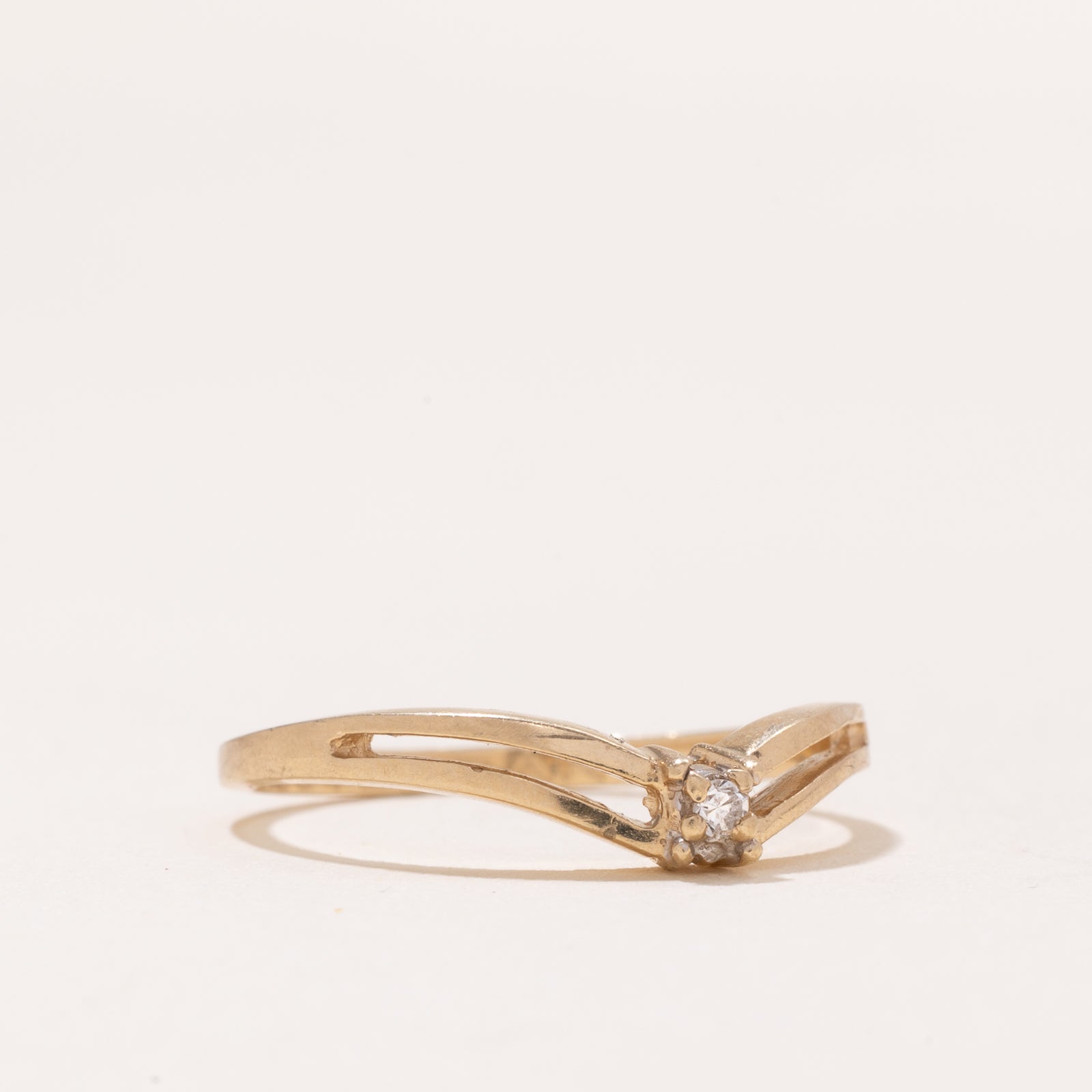 0.01ct Diamond Chevron Ring for Women - Size 5.75 - Elegant Stackable Band for Engagement, Wedding, Anniversary & Everyday Wear