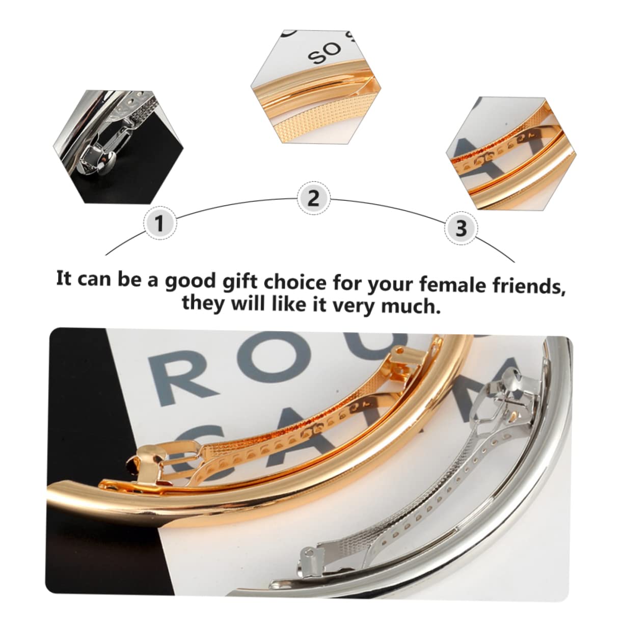 2PCS Metal Elbow Hair Clips - Automatic Banana Hair Barrettes for Women, Classic Hairpins, Non-Slip Hair Crab Clamps, Alloy Hair Jewelry Accessories for Spring & Summer Hairstyles | Perfect for Weddings, Parties & Everyday Wear