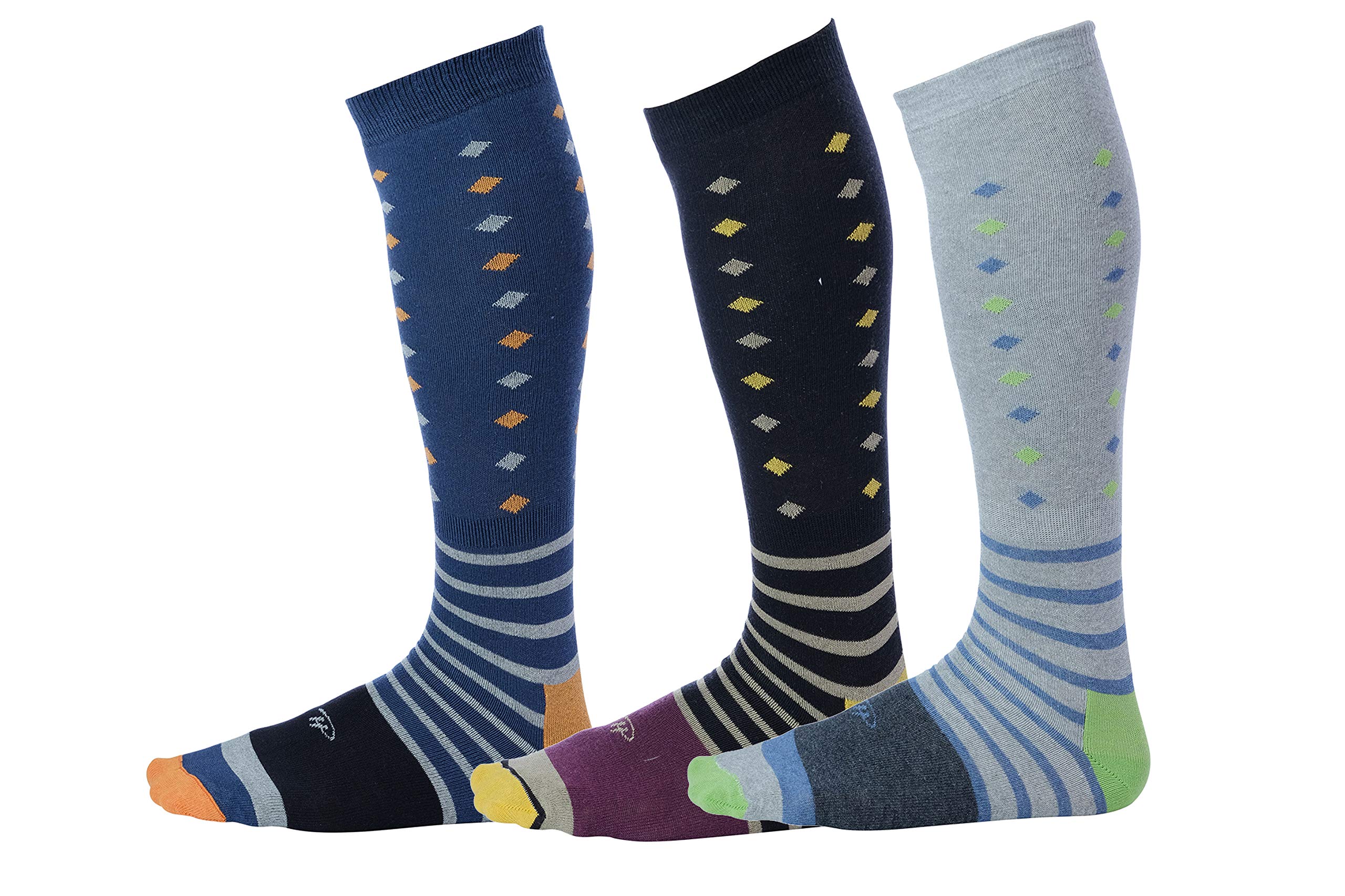 Premium Pierre Henry Men's Over the Calf Dress Socks (3-Pack) - Soft Cotton Long Socks That Stay Up 12+ Hours - Ideal for Business, Formal Events & Office Wear