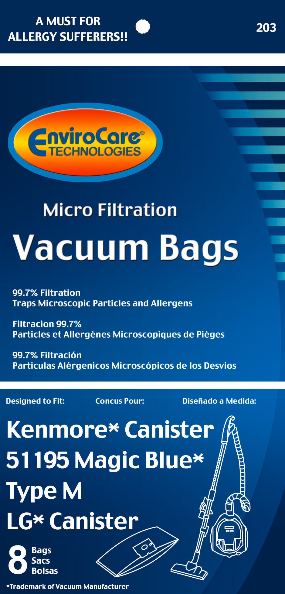 EnviroCare Replacement Vacuum Bags for Kenmore 51195 - 8 Pack Micro Filtration Dust Bags | Fits Magic Blue Canister Vacuums | Ideal for Pet Hair, Allergies & Home Cleaning