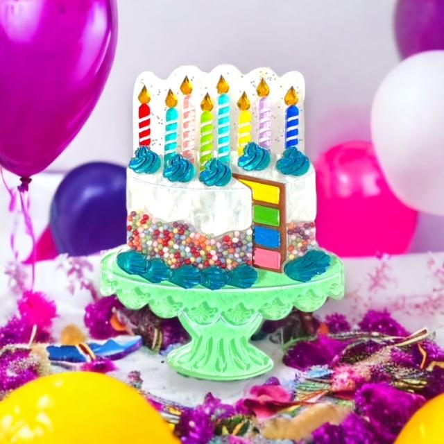 Slice, Slice Baby Birthday Cake Brooch Pin - Fun Birthday Party Accessory by Lipstick & Chrome x Club Eggie - Perfect for Birthday Outfits, Cake Decorations & Gift Giving