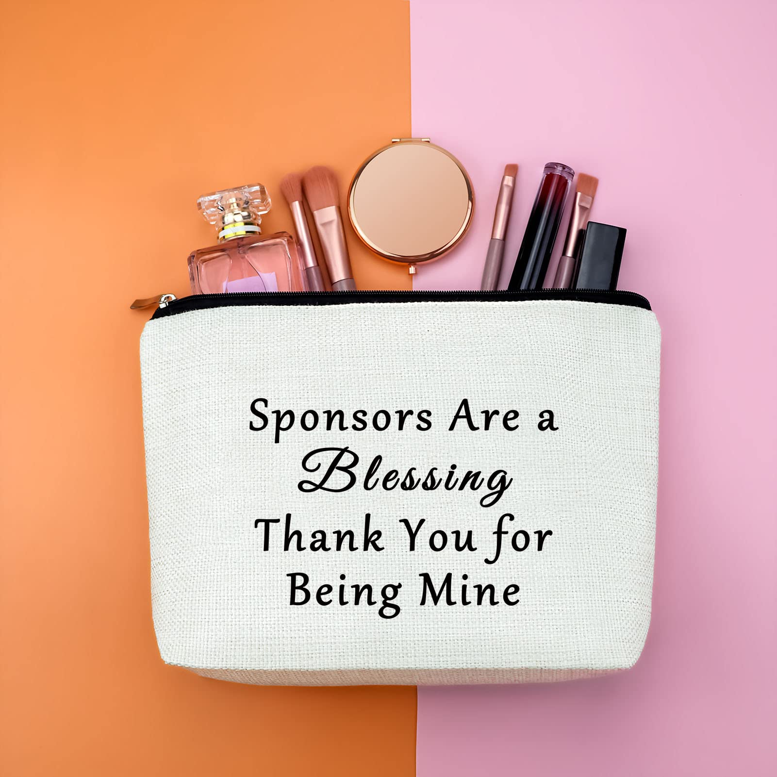 Sponsor Gift Makeup Bag - Thank You Appreciation Cosmetic Pouch for Sponsors, Leaders & Coworkers - Perfect for Travel, Christmas & Birthday Gifts