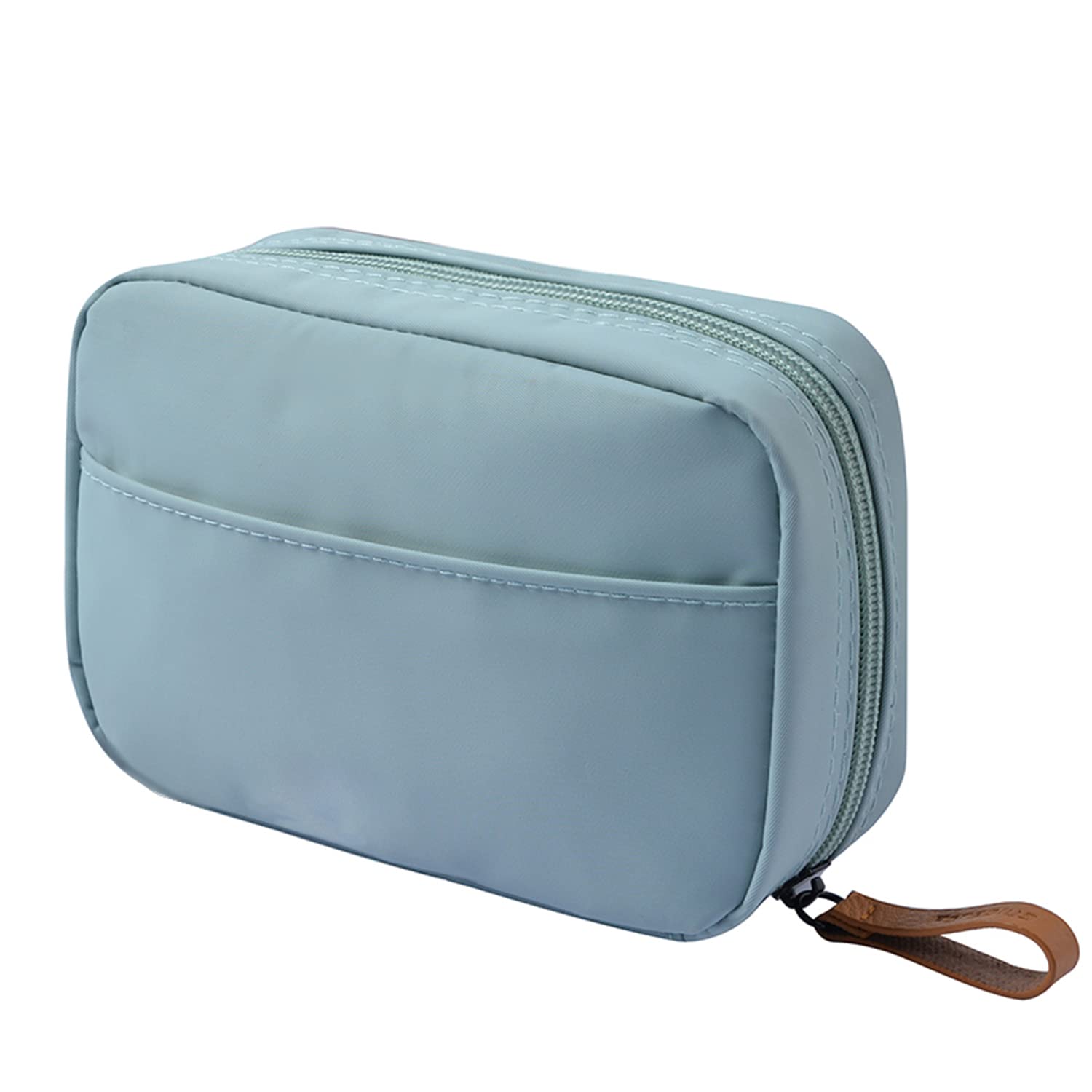 Hekyip Rectangular Beauty Bag - Small Travel Makeup Organizer for Purse, Portable Waterproof Cosmetic Pouch for Women (Mint Blue) | Perfect for Travel, Gym & Daily Essentials Storage