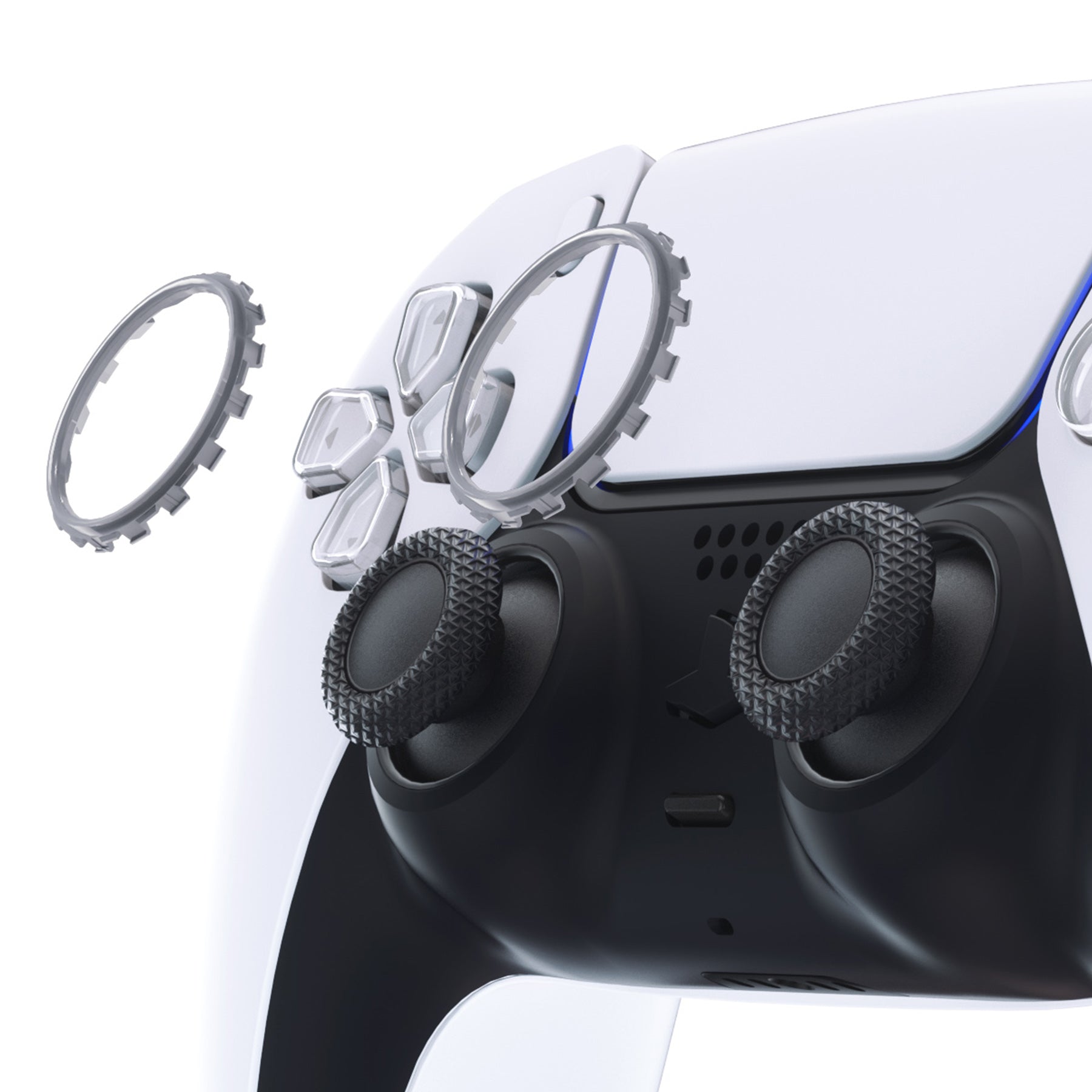 eXtremeRate New Hope Gray PS5 Controller Replacement Accessories - Custom Accent Rings for DualSense (Controller Not Included) JPF5019 | Perfect for Gaming Enthusiasts & Customization Lovers