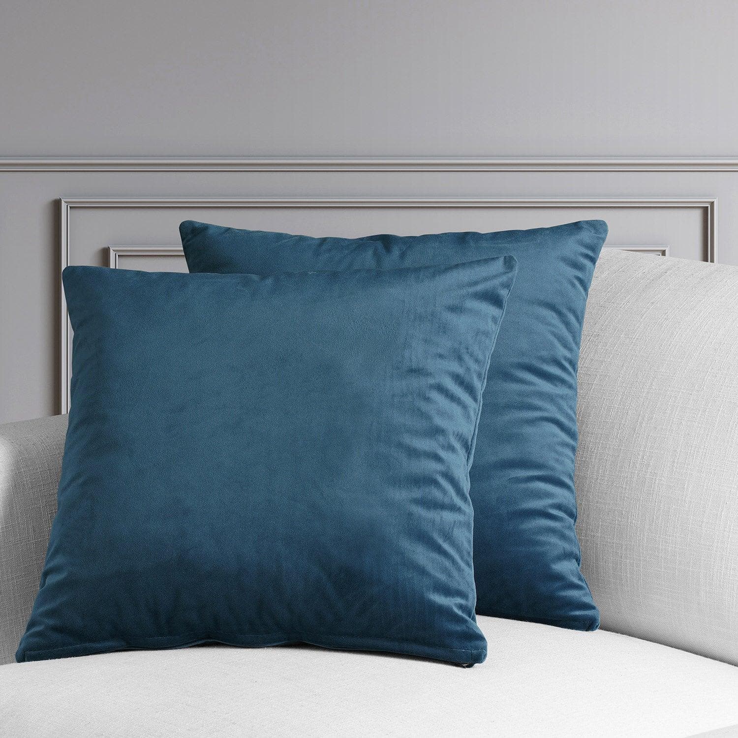 Avalon Blue Heritage Plush Velvet Cushion Covers Set of 2 - Luxurious Soft Pillow Covers for Sofa, Bed & Home Decor - Perfect for Living Room, Bedroom & Cozy Spaces