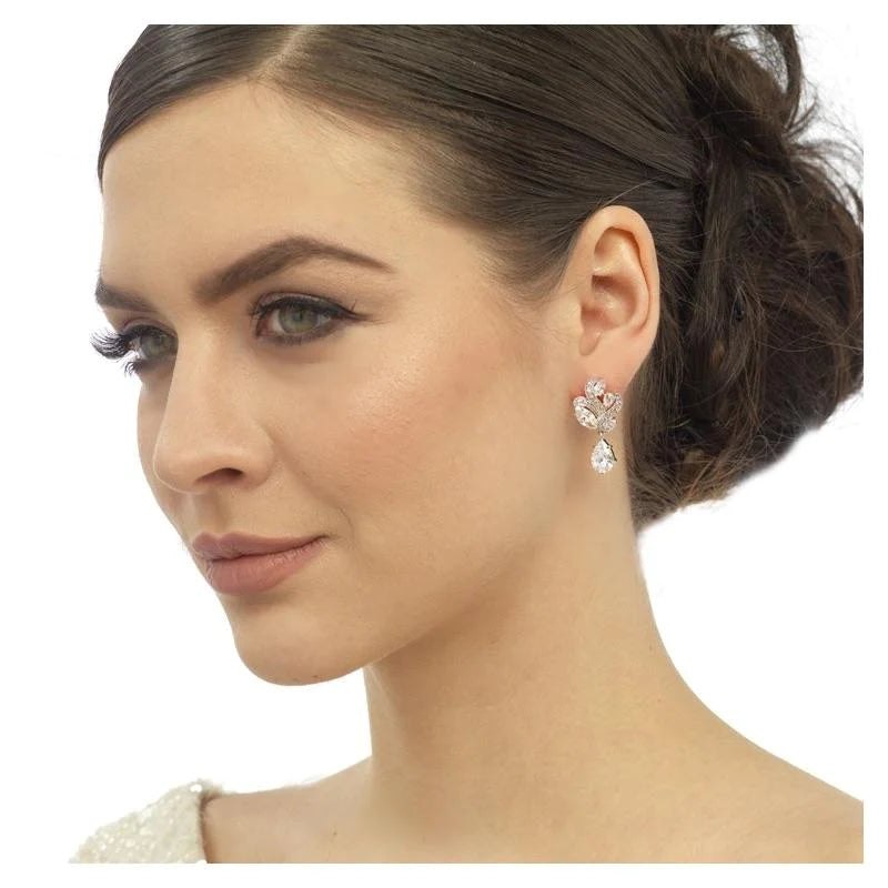 Elegant Silver Crystal Drop Wedding Earrings for Brides - Perfect for Bridal Party, Prom & Formal Events | 3502