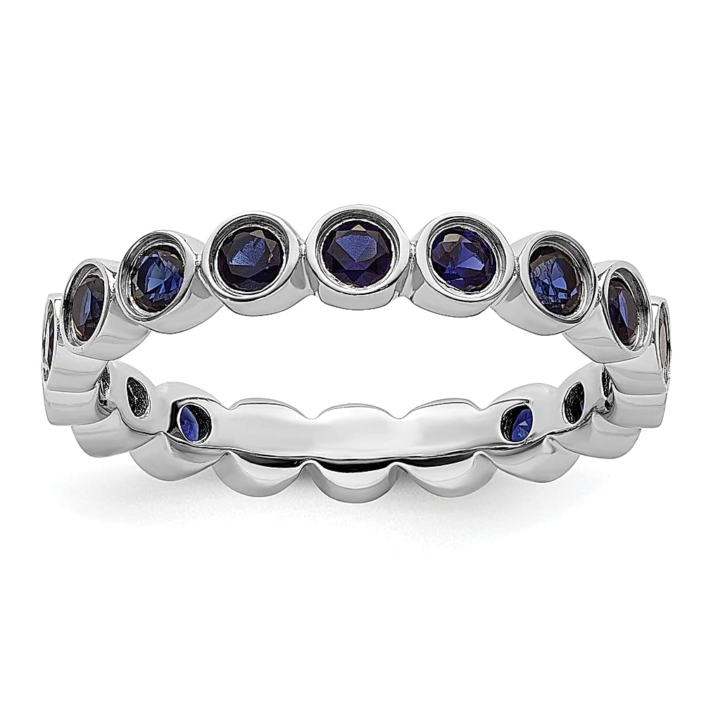 925 Sterling Silver Created Sapphire Stackable Ring - September Birthstone Jewelry for Women | Elegant Gemstone Gift for Her, Perfect for Anniversaries, Birthdays & Special Occasions