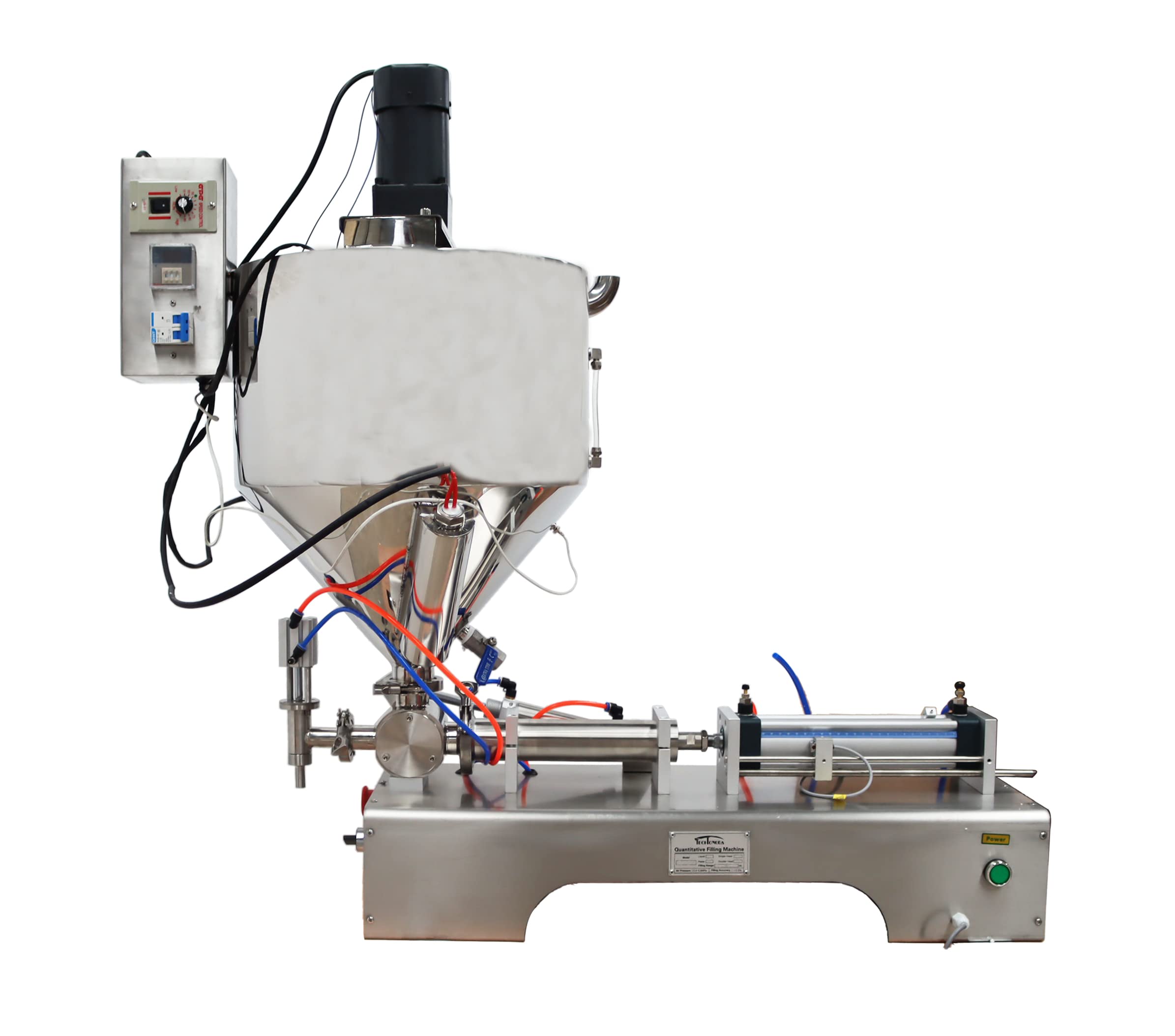 Techtongda Automatic Piston Filling Machine - 10-100ml Capacity with Mixing & Heating Hopper for Honey, Milk, Cosmetics | Perfect for Small Batch Production, DIY Home Use & Commercial Packaging