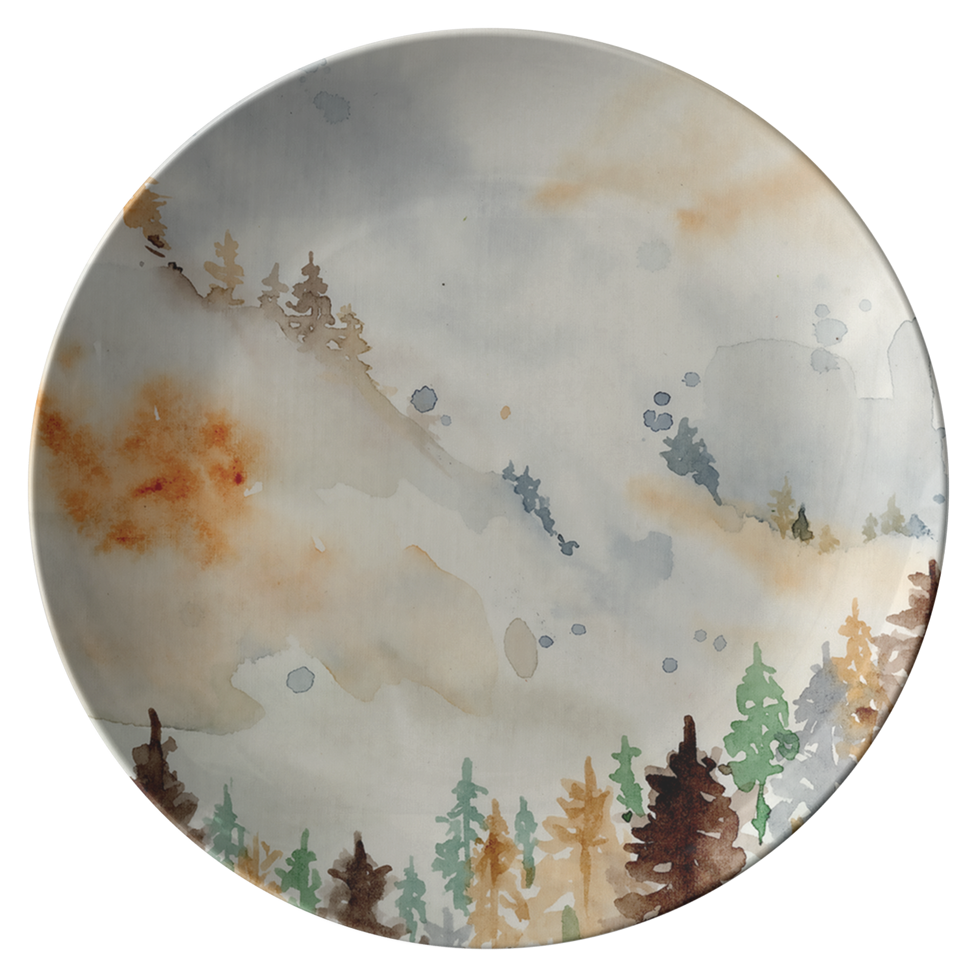 Premium Mountain Valley Watercolor Plastic Dinner Plates - Set of 6, BPA-Free, Dishwasher Safe, Shatterproof - Perfect for Outdoor Picnics, Birthday Parties, and Everyday Dining