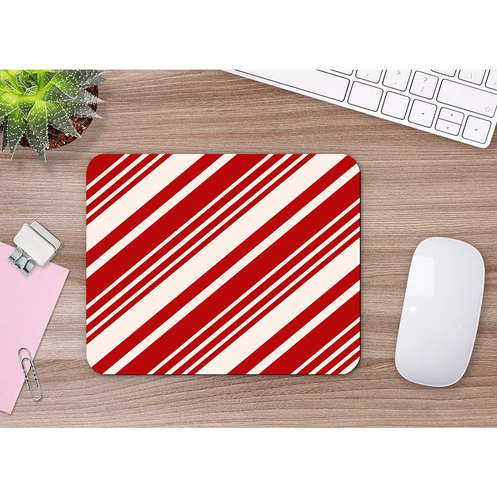 Christmas Striped Mouse Pad - Red & Cream Candy Cane Pattern Gaming Mouse Mat with Non-Slip Rubber Base, 9.5x7.9 Inch Large Thick Mousepad for PC, Laptop, Office & Home Decor - Perfect Holiday Gift for Gamers & Professionals