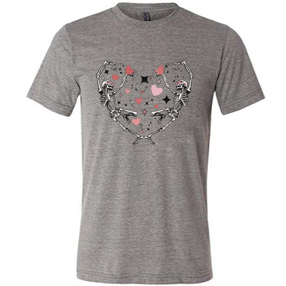 Unisex Skeleton Heart Print T-Shirt - Gothic Halloween Casual Wear for Men & Women