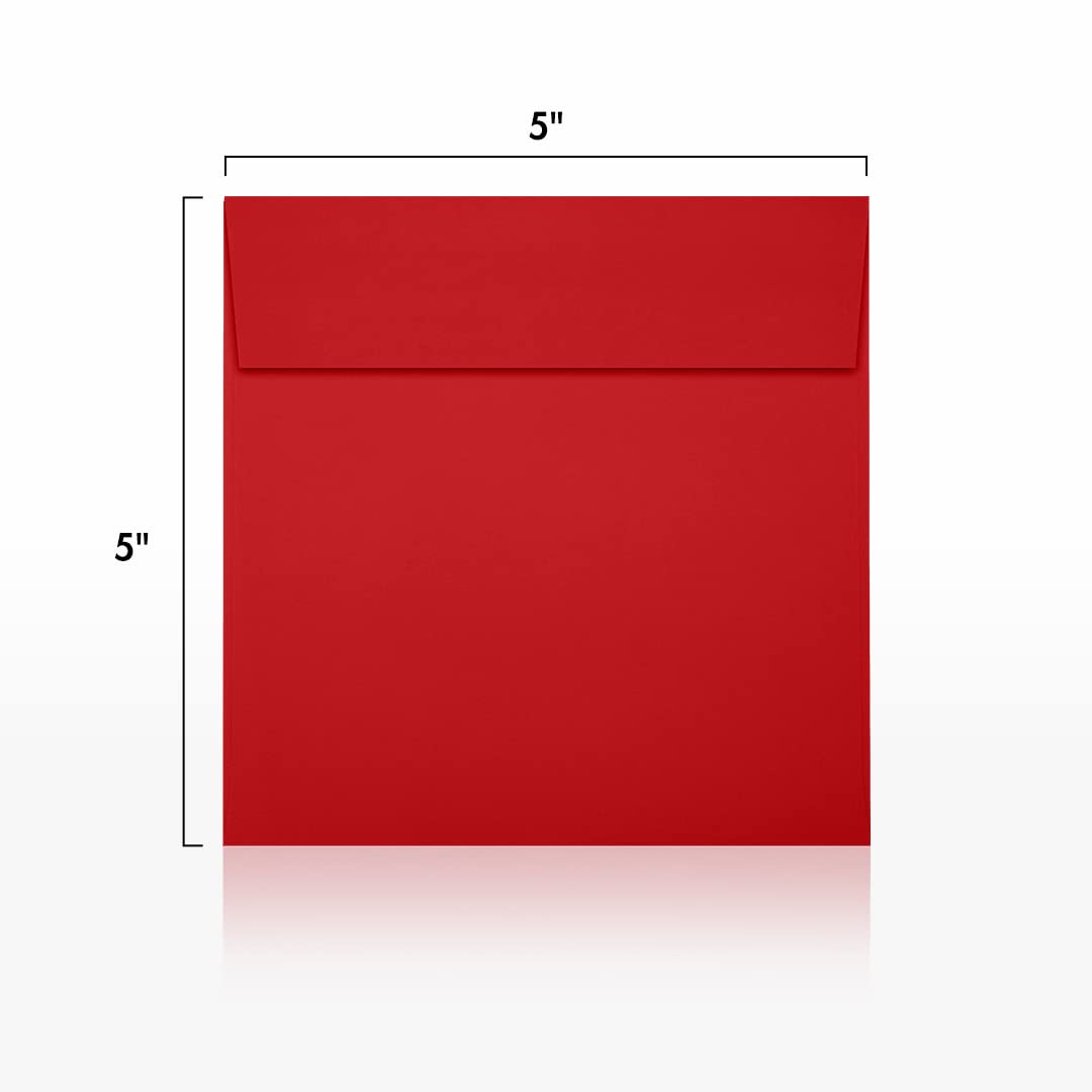 LUXPaper Premium Square Invitation Envelopes 5x5 Inches - Ruby Red, 80lb Text Weight, 1000 Count - Self-Seal Peel & Press Closure for Wedding Invitations, Greeting Cards, Party Favors & Business Correspondence