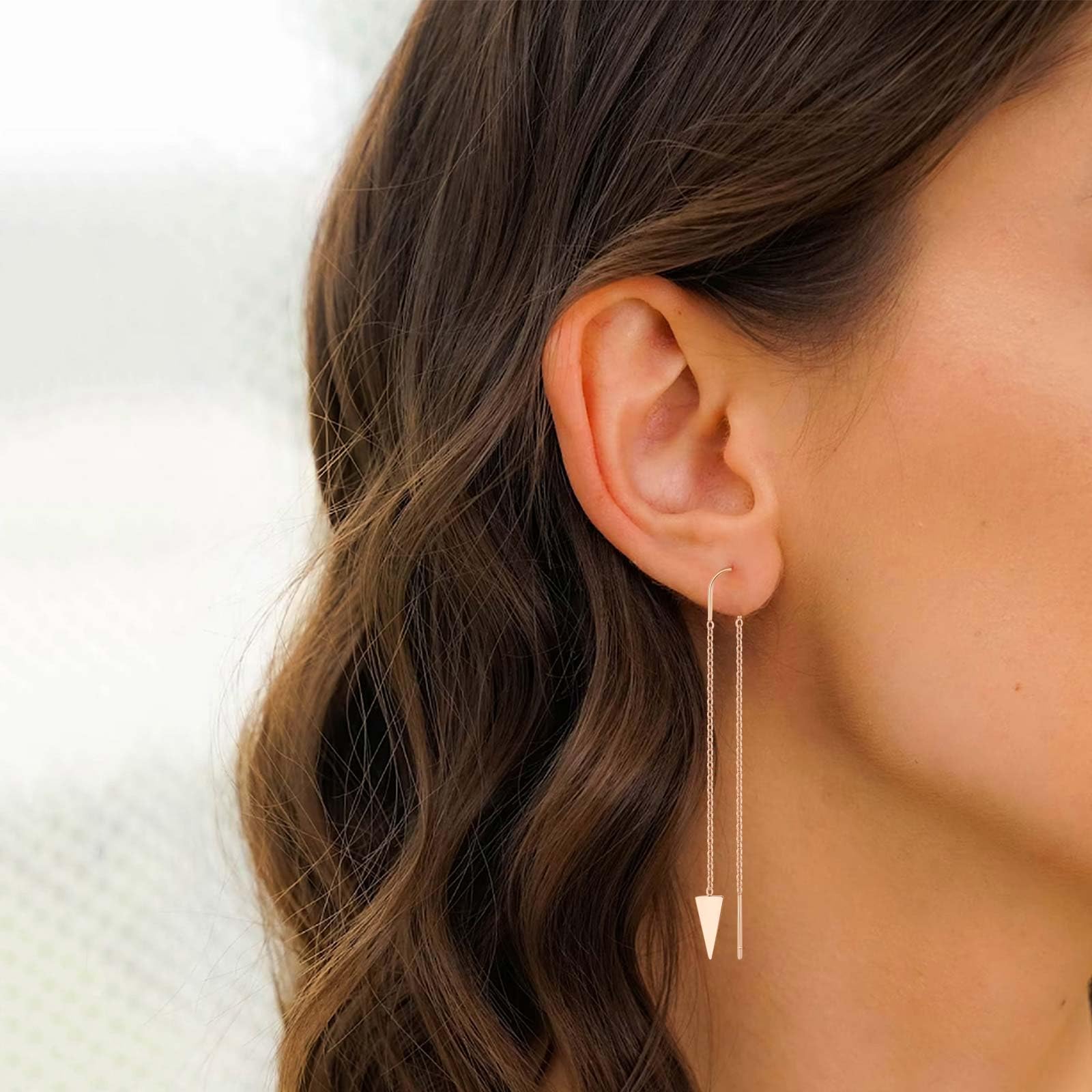 Hypoallergenic Threader Earrings for Women - Triangle Dangle Drop Earrings with Double Piercing Design - Perfect Gift for Birthdays, Anniversaries & Special Occasions - Great for Parties, Date Nights & Everyday Wear