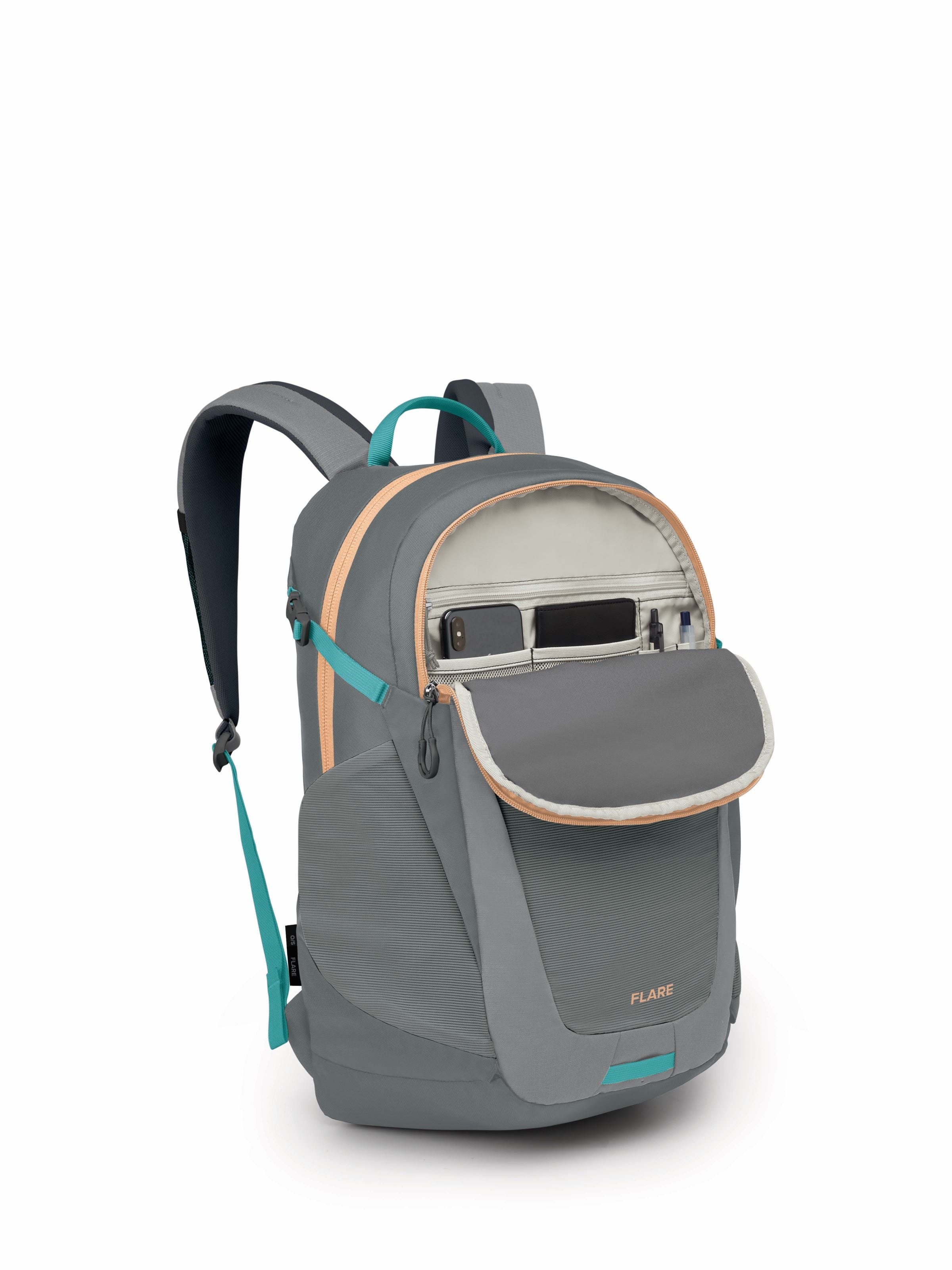 Osprey Flare 27 Backpack - Medium Grey/Coal Grey - Lightweight Hiking Daypack for Travel, Commuting & Outdoor Adventures