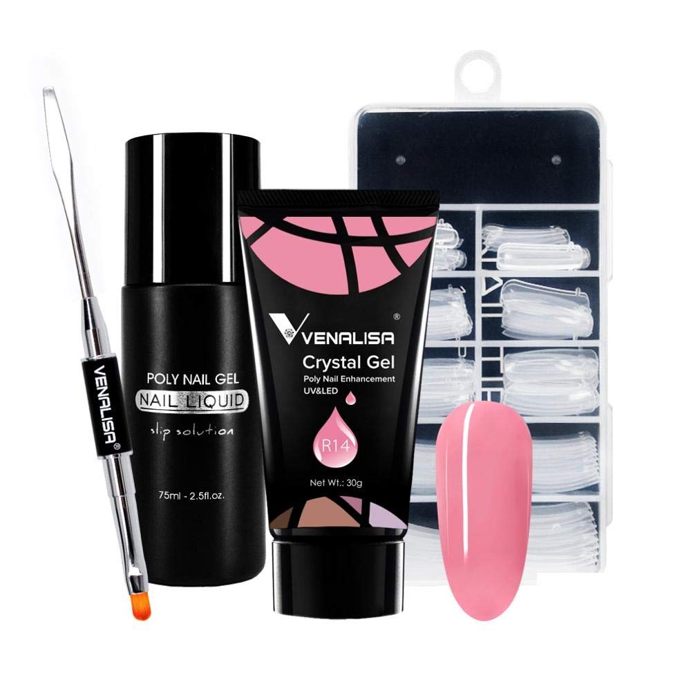 VENALISA R14 30ml Poly Nail Extension Gel - Professional Builder Gel for Strong Nail Enhancements & Extensions - Includes Slip Solution & Application Tools - Perfect for Salon, DIY Manicures & Nail Art Designs