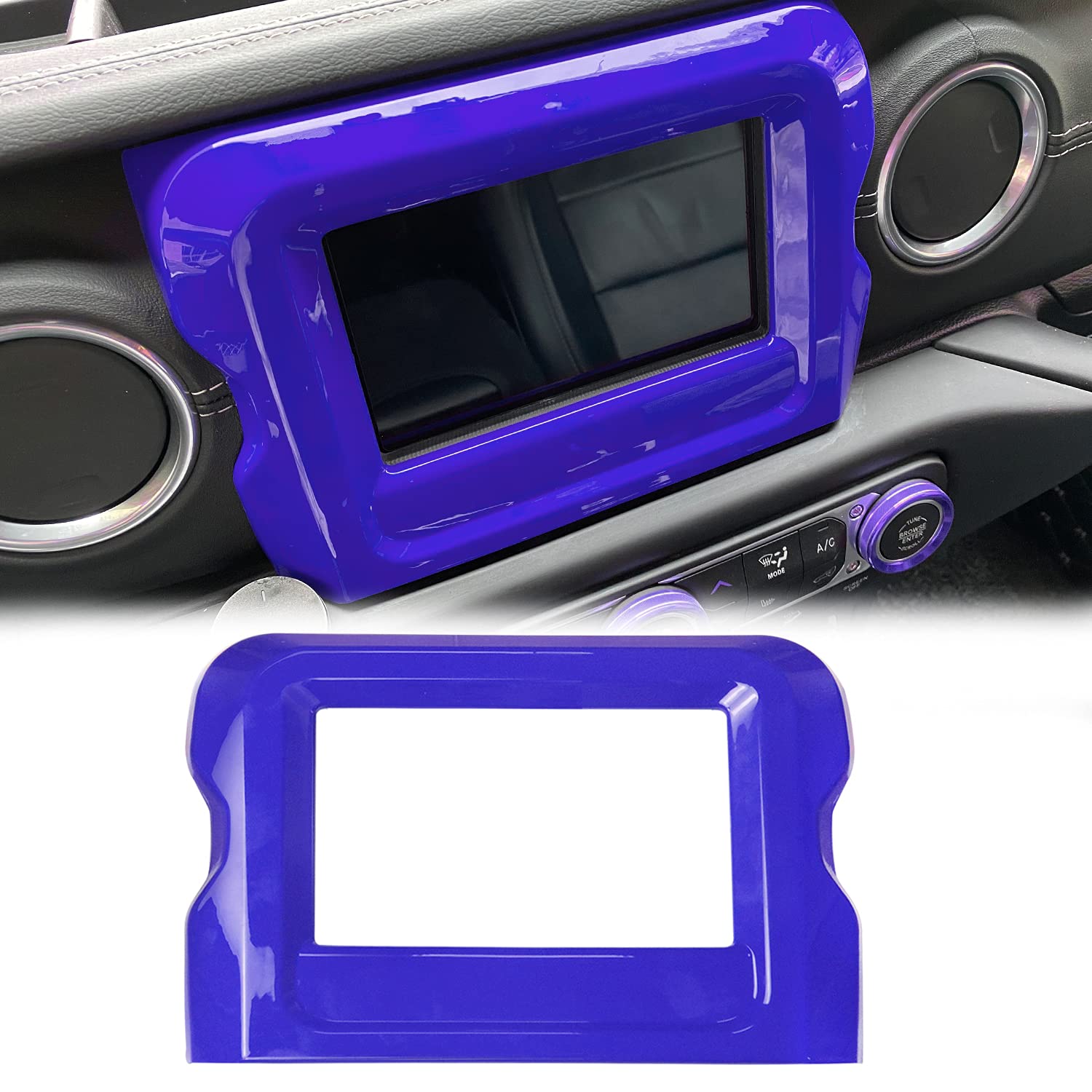 ABS Dashboard GPS Navigation Panel Frame Interior Trim Decor Cover Compatible with Jeep Wrangler JL JLU 2018-2020 - Blue Jeep Accessories for Off-Road & Daily Driving