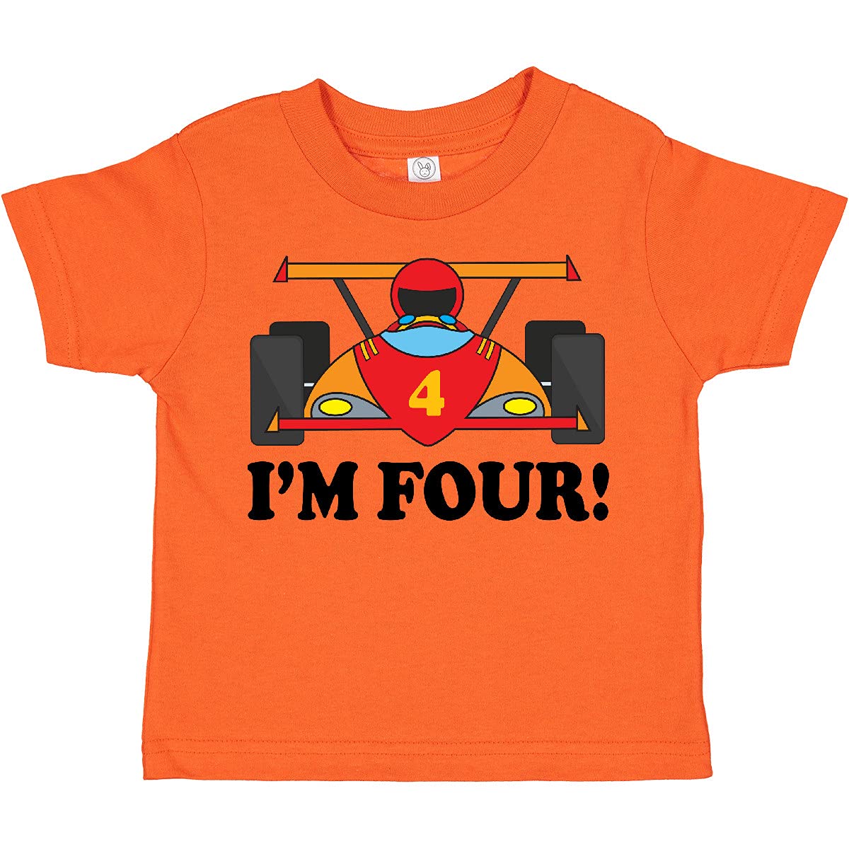 Inktastic Race Car 4th Birthday Toddler T-Shirt - Cute Toddler Boy Outfit for Birthday Party & Racing Theme Events