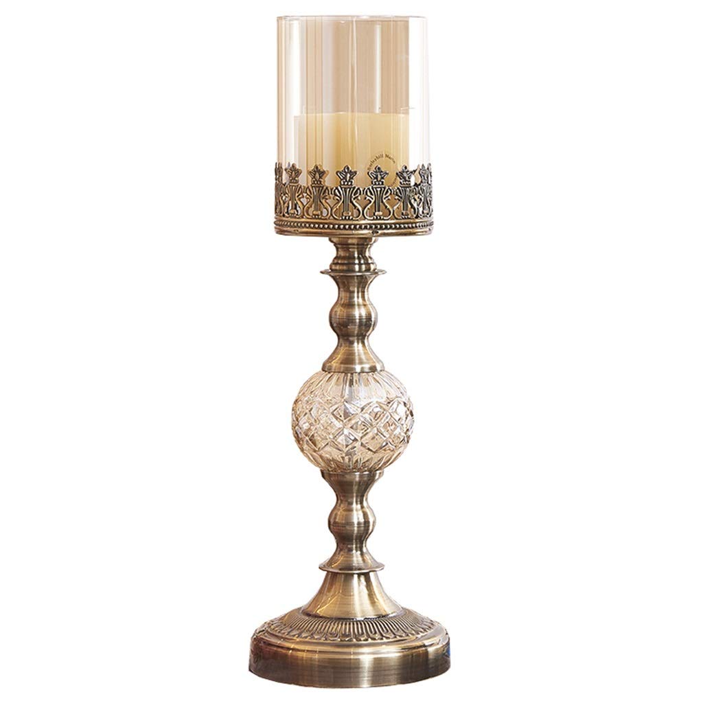 Gold Crystal Candlestick Holders - Modern Table Centerpiece Decor for Weddings, Restaurants & Home - Anniversary Celebration Decoration - Elegant Candle Holders for Dining Table, Mantel & Party Decor (Medium Size)