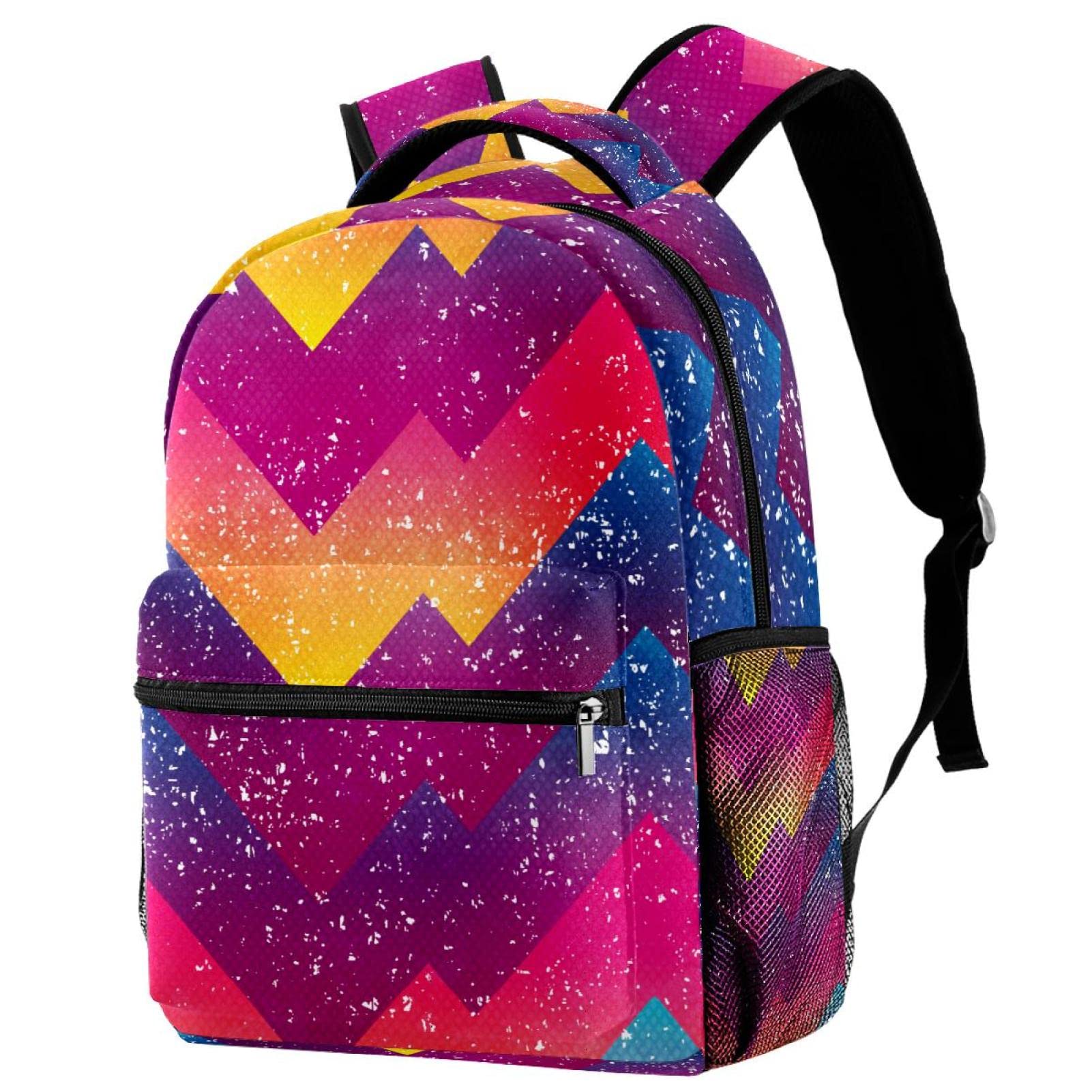 Grunge Geometric Backpack for Women & Men - School, Travel & Hiking