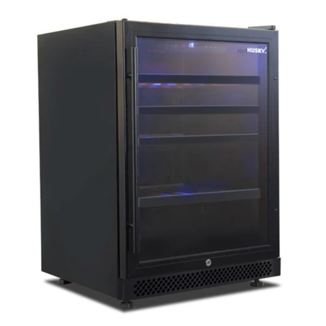 HUSKY 154L Single Zone Wine Cooler Refrigerator - Black HUSWS54SMBZY | Compact Wine Fridge for Home, Office, or Restaurant Use