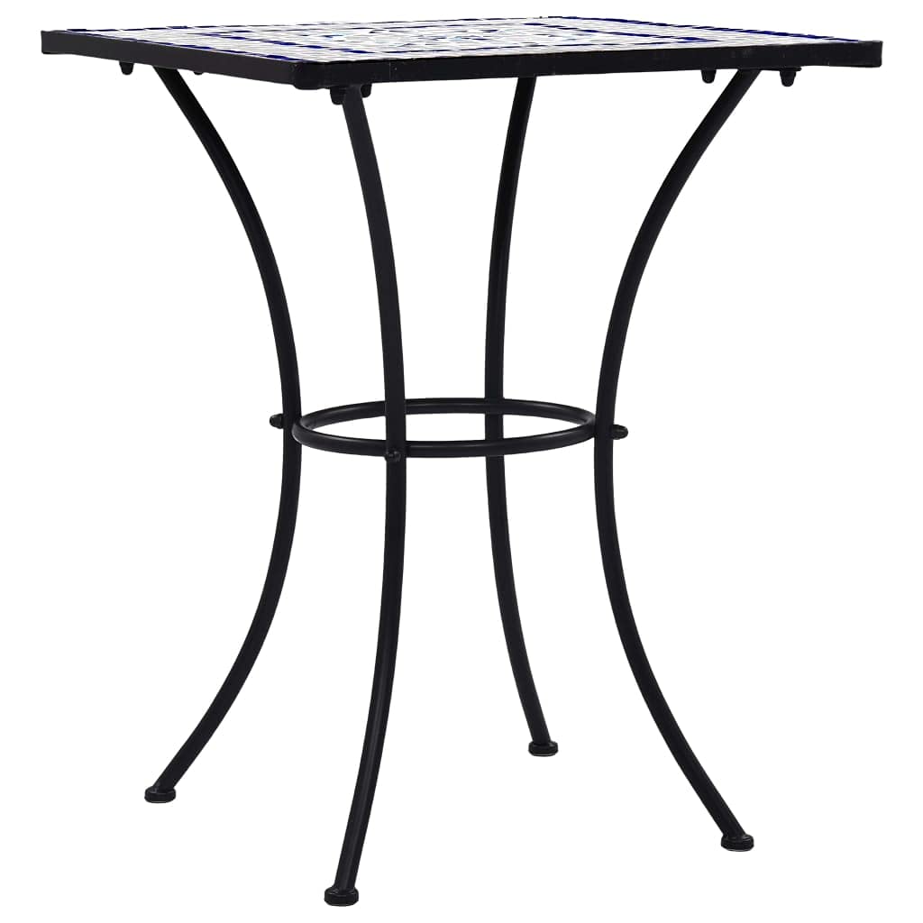 Blue and White Mosaic Outdoor Side Table - 23.6