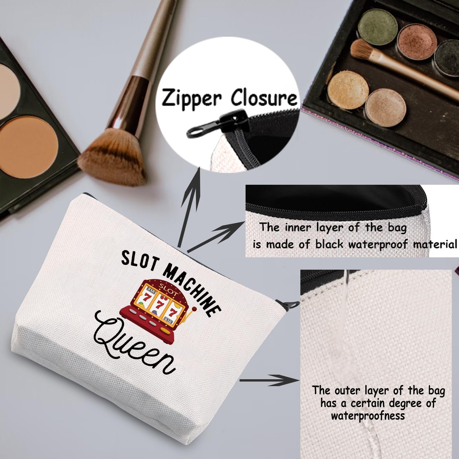TSOTMO Slot Machine Themed Makeup Bag - Casino Queen Gift for Gambling Lovers - Perfect for Casino Nights, Themed Parties & Gambler Birthday Presents