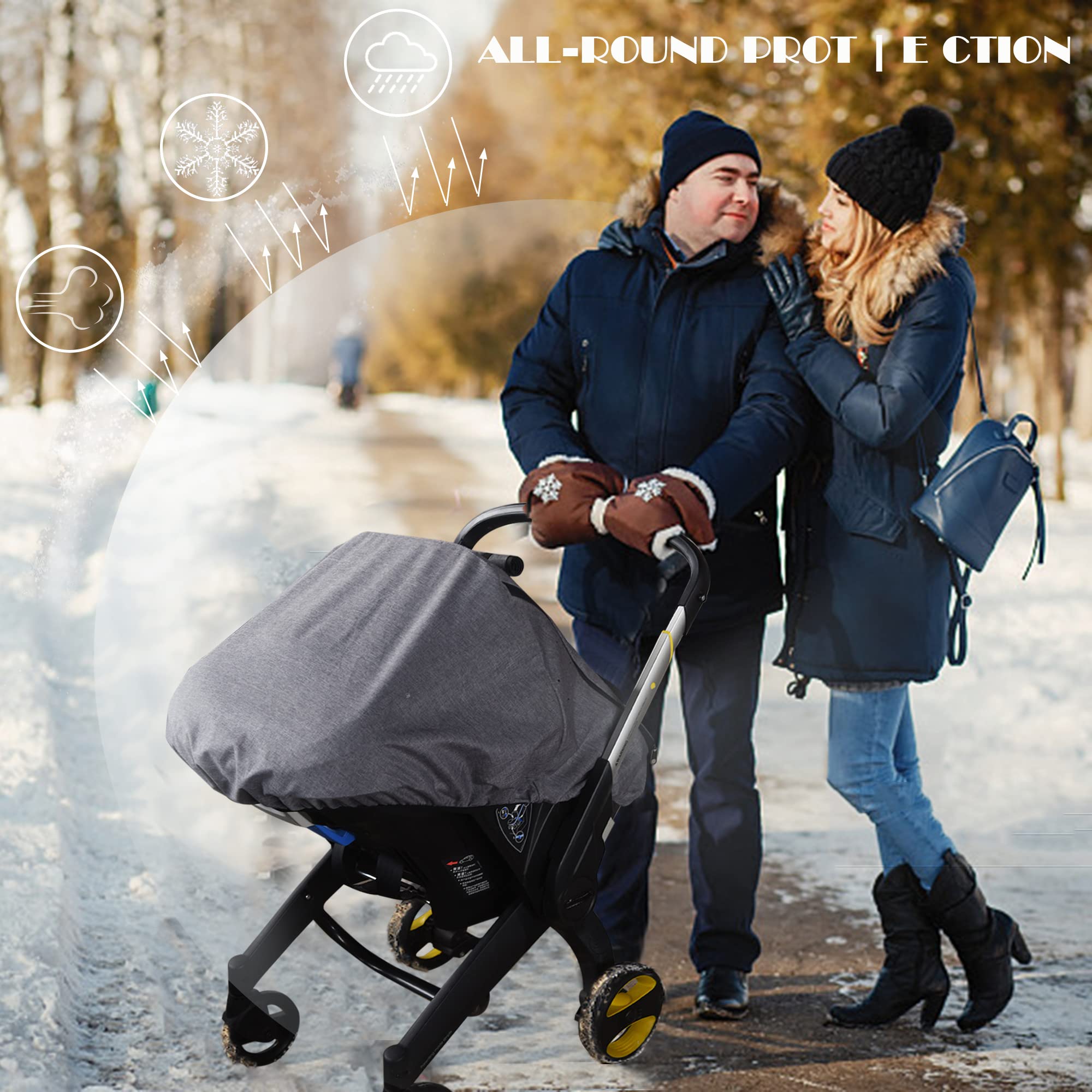 Universal Baby Car Seat Rain Cover - Waterproof & Windproof Stroller Accessory for Infant Protection Against Rain, Snow, Dust (Grey) | Perfect for Outdoor Walks, Travel & Inclement Weather