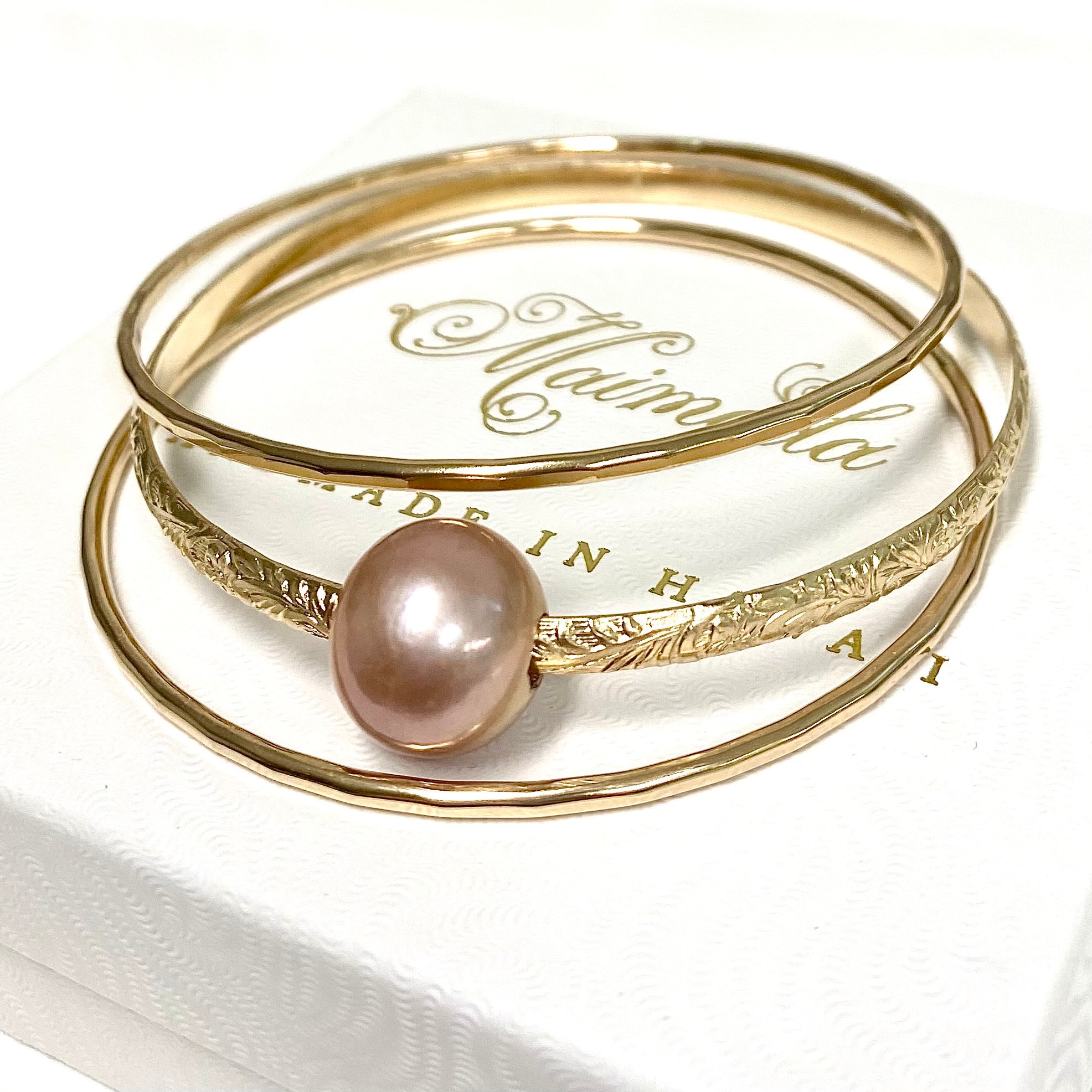 MOANI Pink Edison Pearl Bangles Set (B543) - Elegant Pearl Bracelets for Women, Perfect for Weddings, Parties & Daily Wear