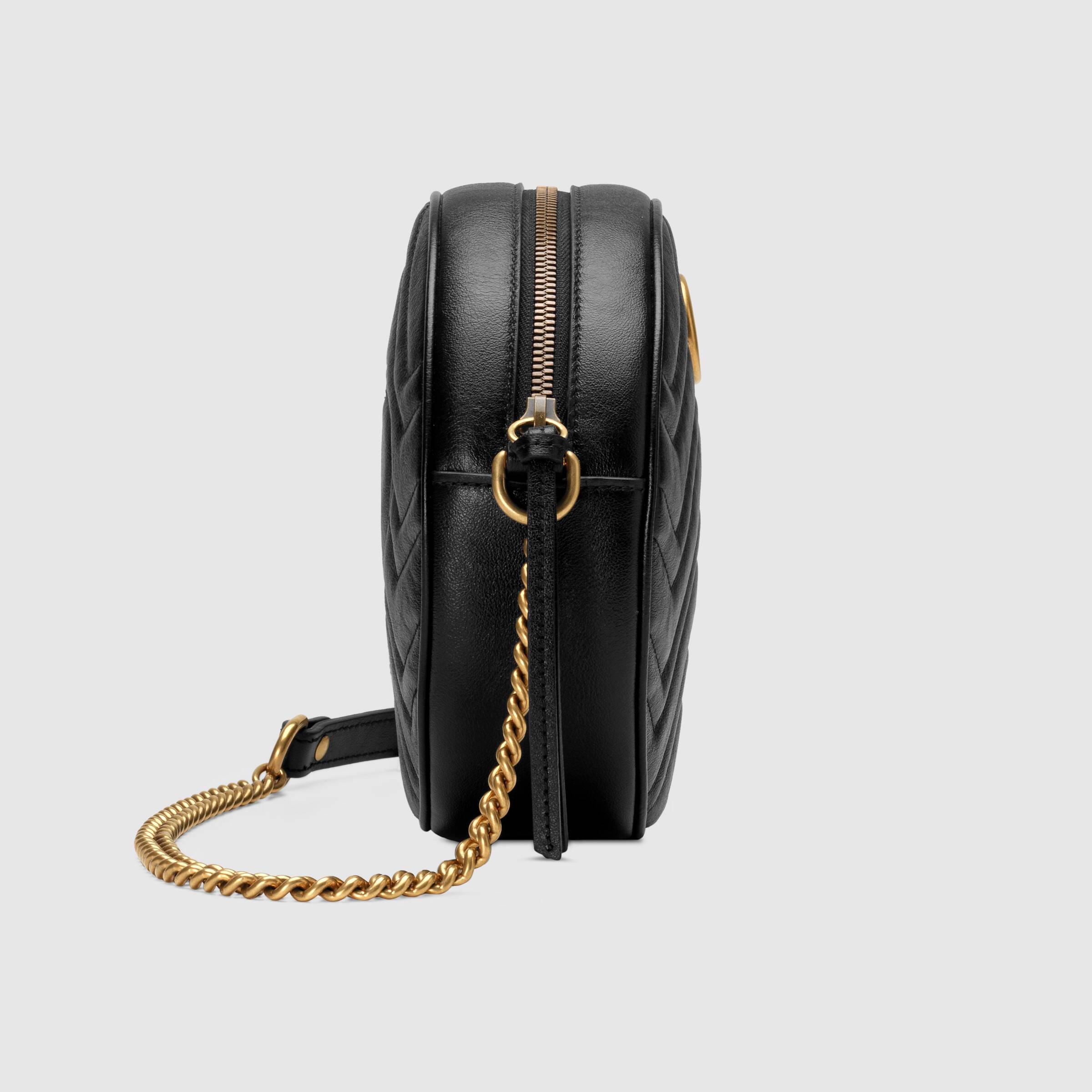 Gucci GG Marmont Mini Round Shoulder Bag for Women - Black Leather Crossbody Purse | Perfect for Date Night, Parties & Everyday Use