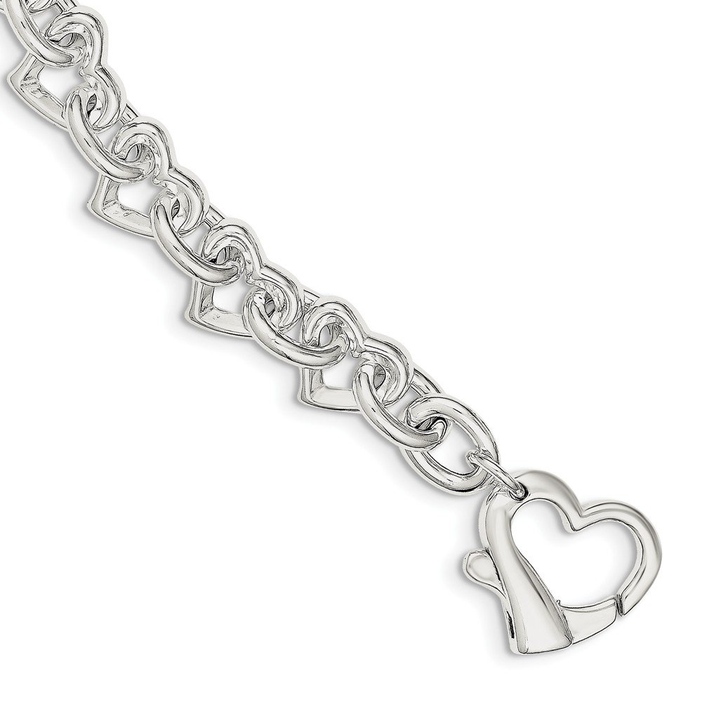 925 Sterling Silver Heart Link Charm Bracelet for Women - 7.5 Inch Adjustable Romantic Jewelry Gift for Valentine's Day, Anniversary & Special Occasions