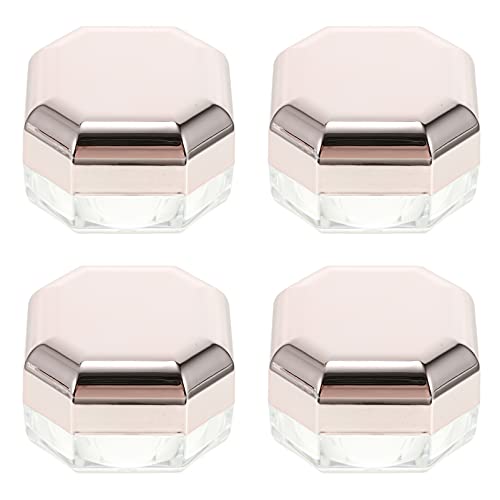 EXCLUZO 4-Piece Octagonal Cream Jars - Empty Powder Puff Case for DIY Loose Powder, Travel Makeup Containers, Cosmetic Sample Jars (Rose Gold) - Perfect for Makeup Artists, Travelers & DIY Beauty Enthusiasts