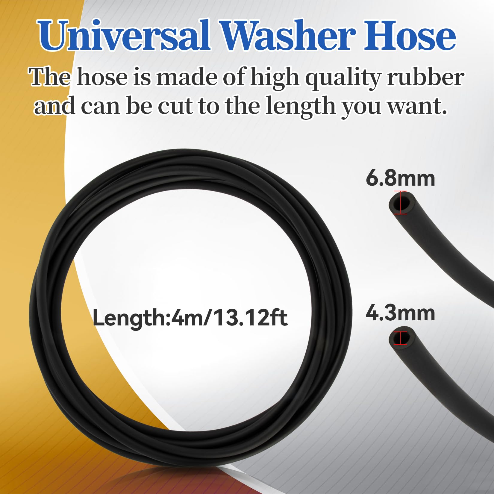 Car Windshield Washer Hose 4m with 12 Connectors - Universal Fit for Most Cars, Easy Installation