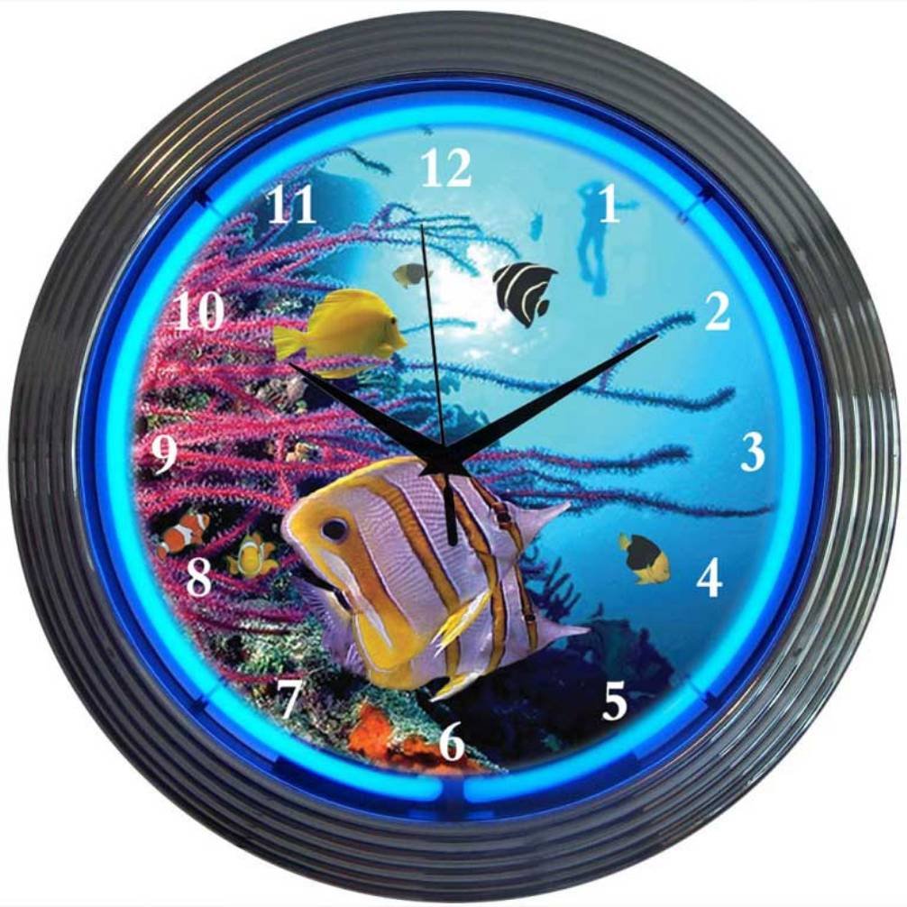 Neonetics 15-Inch LED Wall Clock for Bar, Game Room & Aquarium Decor - Glowing Neon Style for Home, Office & Man Cave