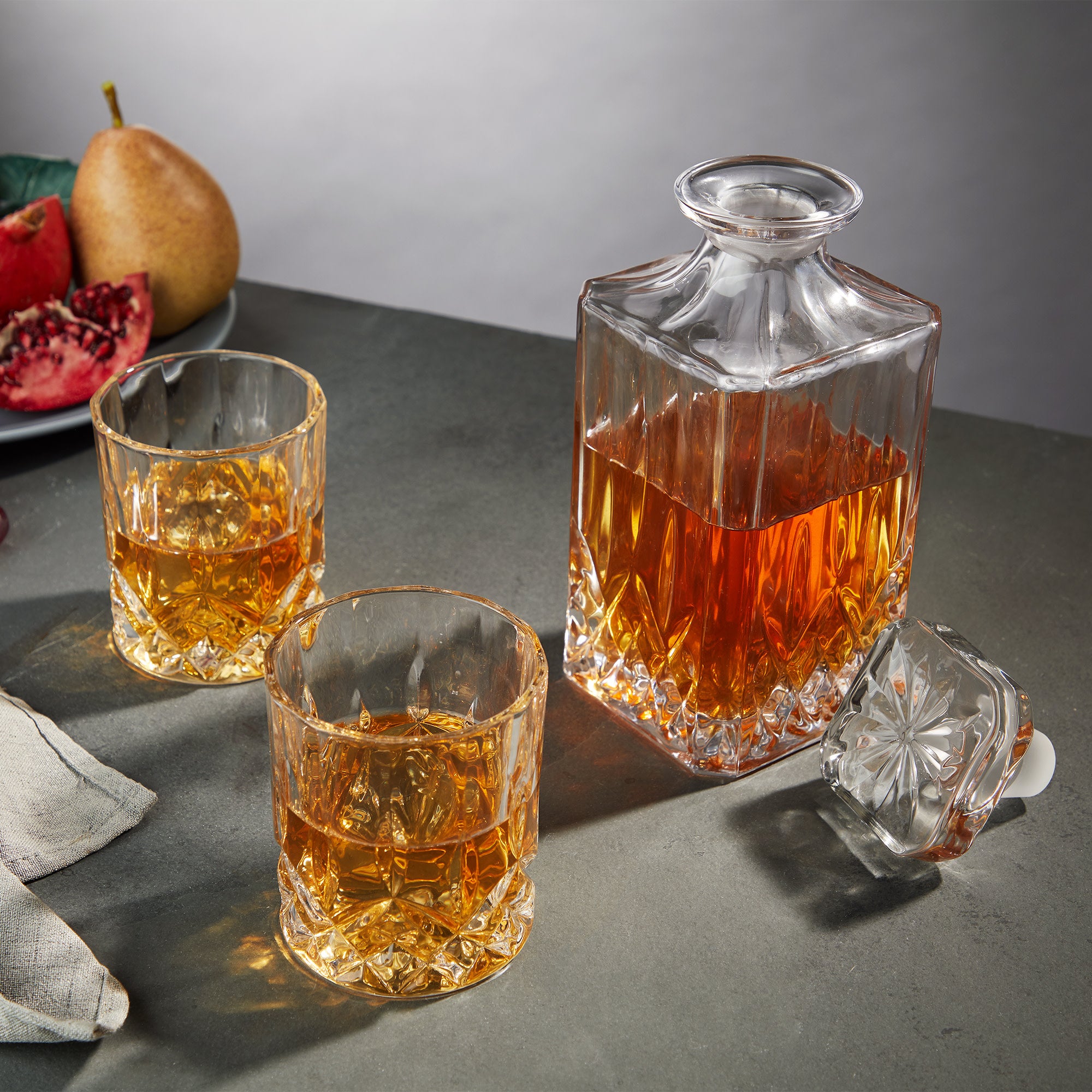 Premium Admiral Crystal Decanter and Whiskey Glass Set - 6 Piece Luxury Barware for Scotch, Bourbon & Wine - Perfect for Home Bars, Gifts & Entertaining
