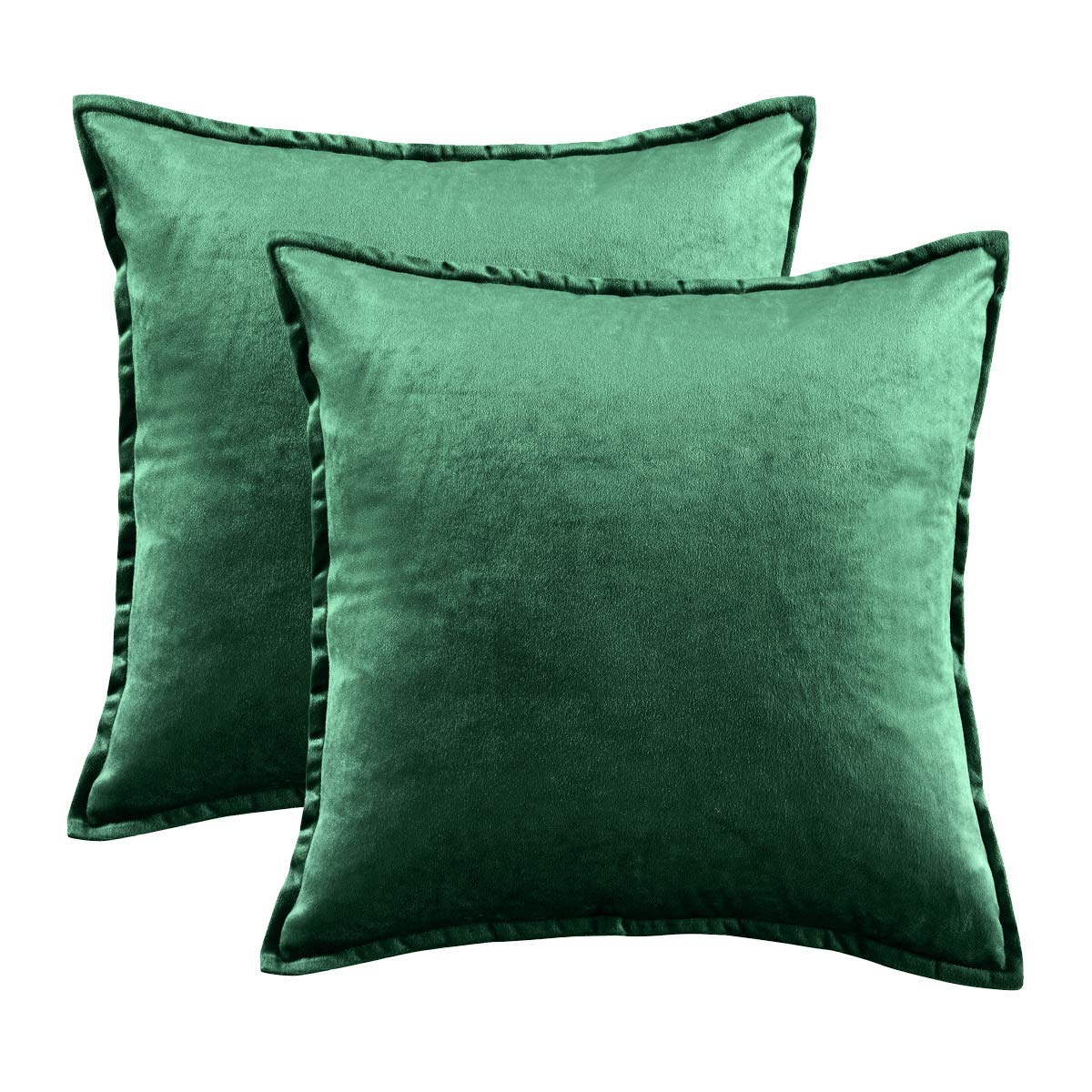 Luxury Green Velvet Decorative Throw Pillow Covers 16x16 Inches - Soft Square Couch Sofa Pillow Covers Set of 2 for Living Room, Bedroom & Home Decor