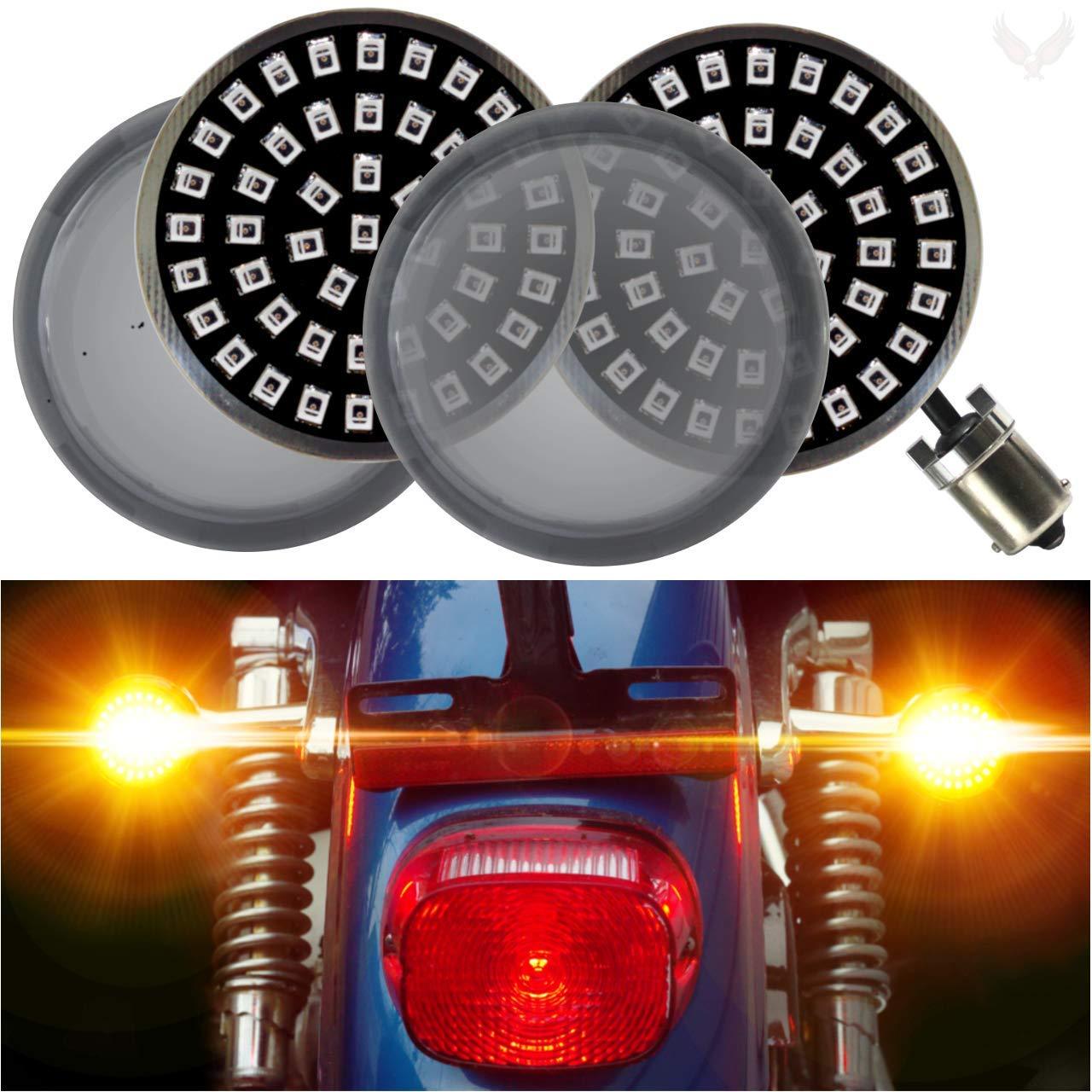 Eagle Lights Midnight Edition Gen II Amber LED Premium Rear Turn Signals - 1156 Base - High Visibility for Motorcycles, Trucks & Off-Road Vehicles