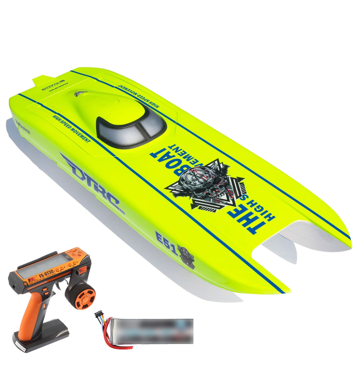 DTRC E51 High Speed Fiber Glass RC Racing Boat - Remote Control Ship Model with Painted Emulated Design, Perfect Gift for Adults & Kids | Outdoor Water Play, Pool Racing, Lake Competition