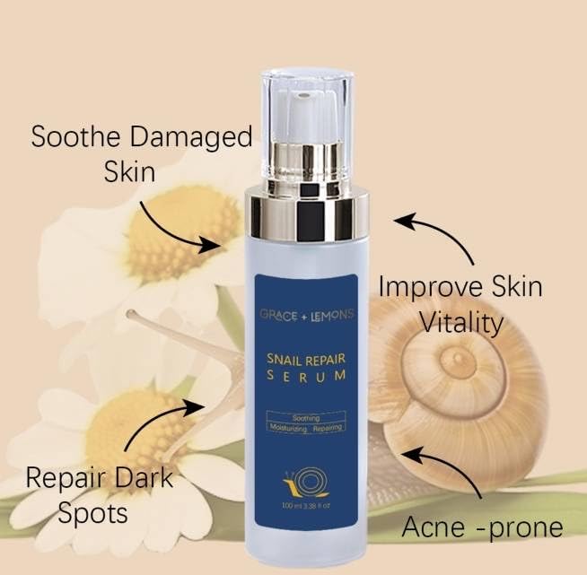 96% Snail Mucin Repair Serum - Anti-Aging Face Serum with Collagen, Vitamin C & E, Centella Asiatica & Snow Mushroom Extract - Korean Beauty Skincare for Soothing Irritation, Reducing Dullness & Dryness - Perfect for Night Routine & Sensitive Skin Care