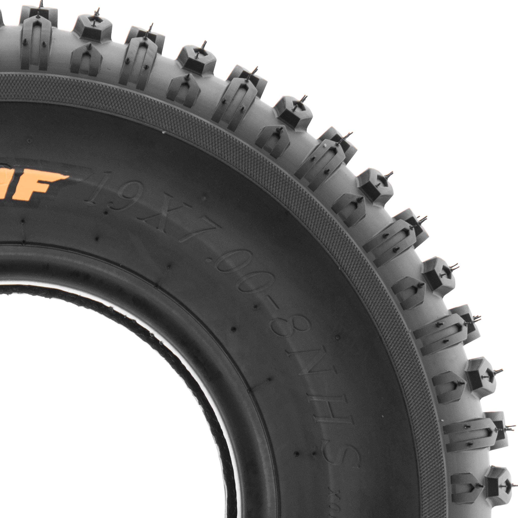 Set of 4 SunF A012 XC Knobby 19x7-8 ATV Tires - All Terrain Tubeless 2-Ply for Go-Karts & UTVs - Perfect for Off-Road Trails, Mud Riding & Dirt Track Racing