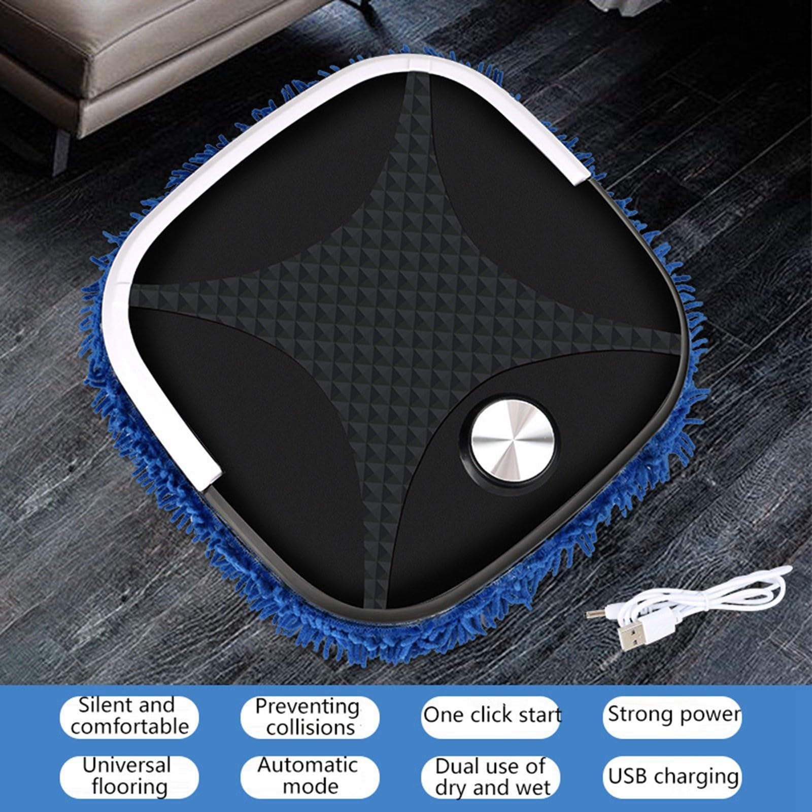 Smart Robot Vacuum Cleaner and Mop Combo - Automatic Wet/Dry Mopping with Water Tank, Self-Charging, Wi-Fi Connected for Home Cleaning - Ideal for Hardwood Floors, Tiles, and Pet Hair (Black)