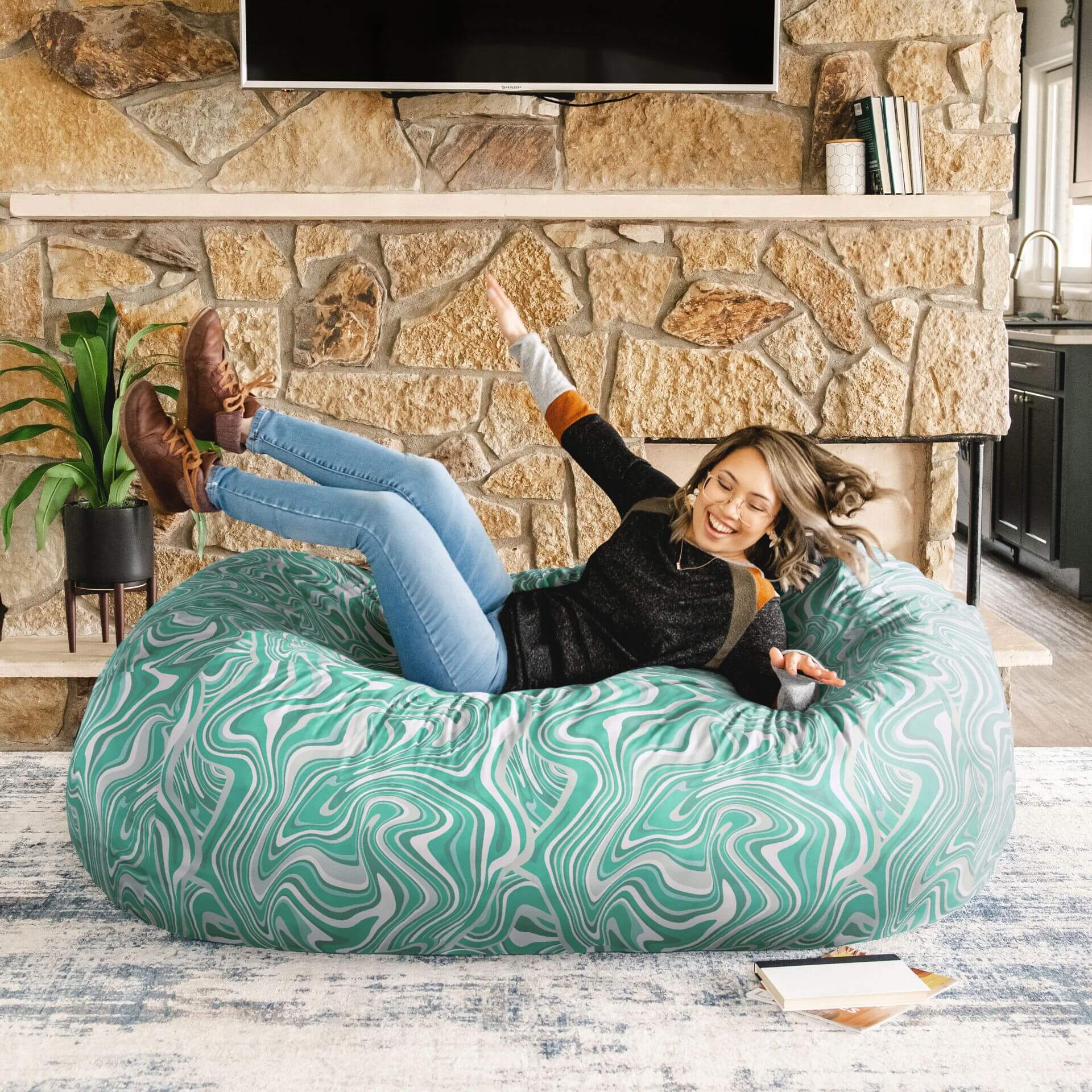 Fuf Media Lounger with Removable Cover - Comfortable Chaise Lounge Chair for Living Room, Bedroom, or Home Theater Relaxation