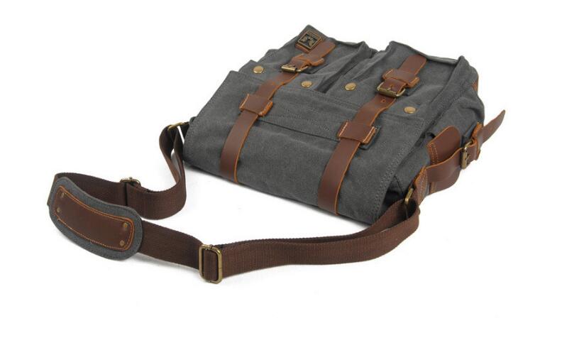 Men's Canvas Messenger Bag - Durable & Stylish in Grey, Green, Black - Perfect for Work, Travel & Everyday Use