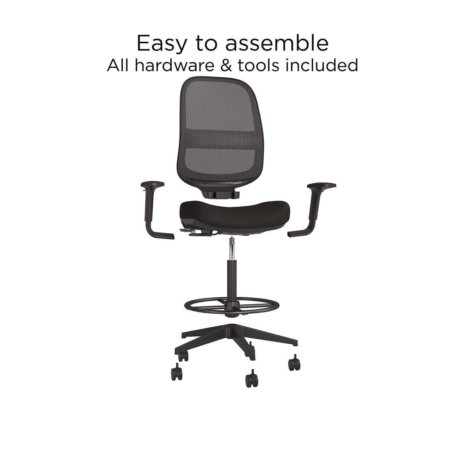 Alera Kempton Fabric Mesh Task Stool - Adjustable Height 26.57