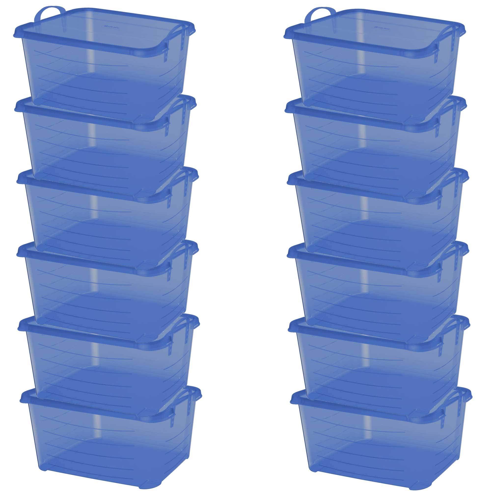 55 Quart Stackable Closet Storage Bins - 12 Pack Blue Organizer Boxes for Clothes, Shoes & Seasonal Items | Perfect for Bedroom, Closet & Garage Organization
