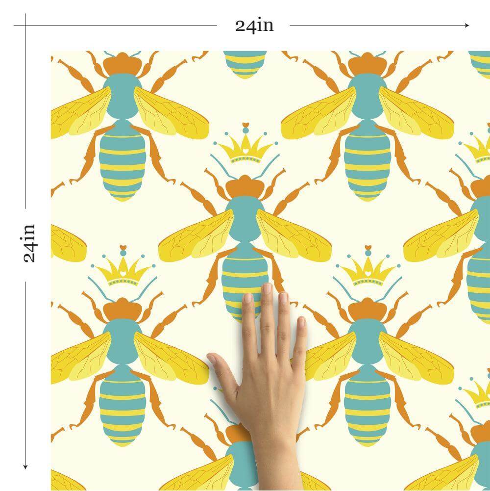 Yellow and White Geometric Animal Peel and Stick Removable Wallpaper - Self-Adhesive Decorative Wall Covering for Nursery, Bedroom, or Living Room - Easy to Apply and Remove