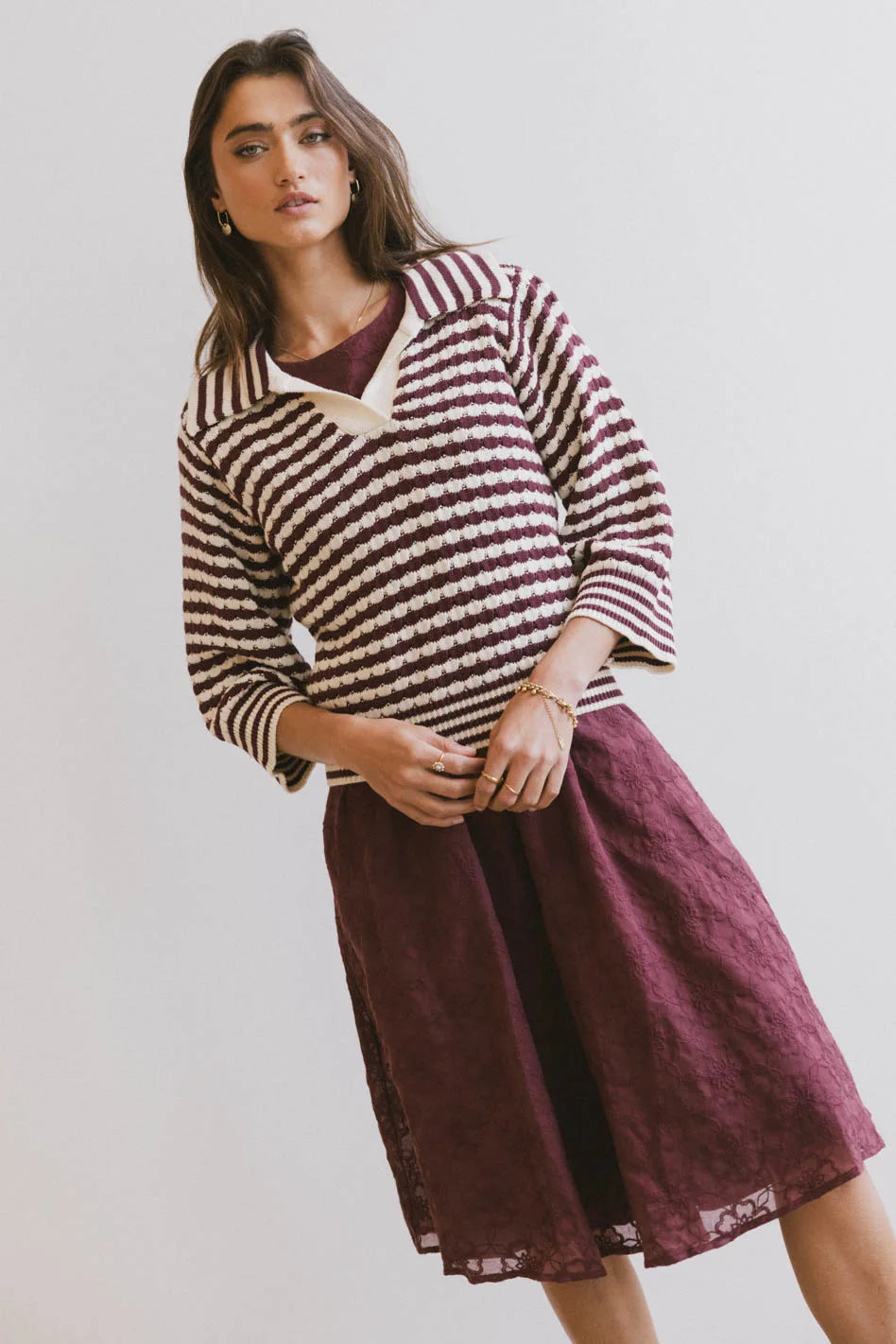 Burgundy Mason Collared Sweater for Men & Women | Cozy Knit Pullover | Fall & Winter Fashion | Perfect for Casual Outfits, Office Wear & Date Nights