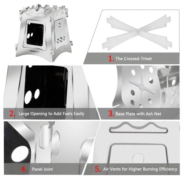 VODA™ Portable Camping Stove VDCS155 - Compact & Lightweight for Backpacking, Hiking & Outdoor Cooking Adventures