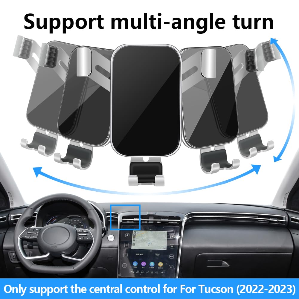 Universal Car Phone Holder Mount for Hyundai Tucson 2022-2024 & Santa Cruz 2022-2024 - Anti-Slip Dashboard & Air Vent Phone Stand with Adjustable Grip for iPhone 15/14/13, Samsung Galaxy - Perfect for GPS Navigation & Hands-Free Driving